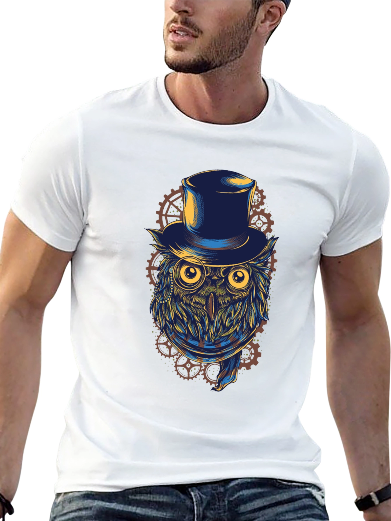 Steampunk Owl T-Shirt - Top Hat & Goggles