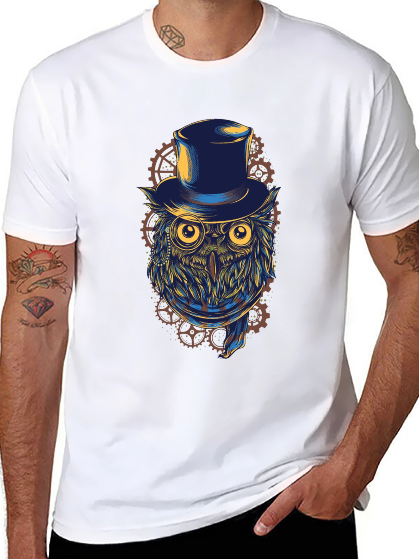 Steampunk Owl T-Shirt - Top Hat & Goggles