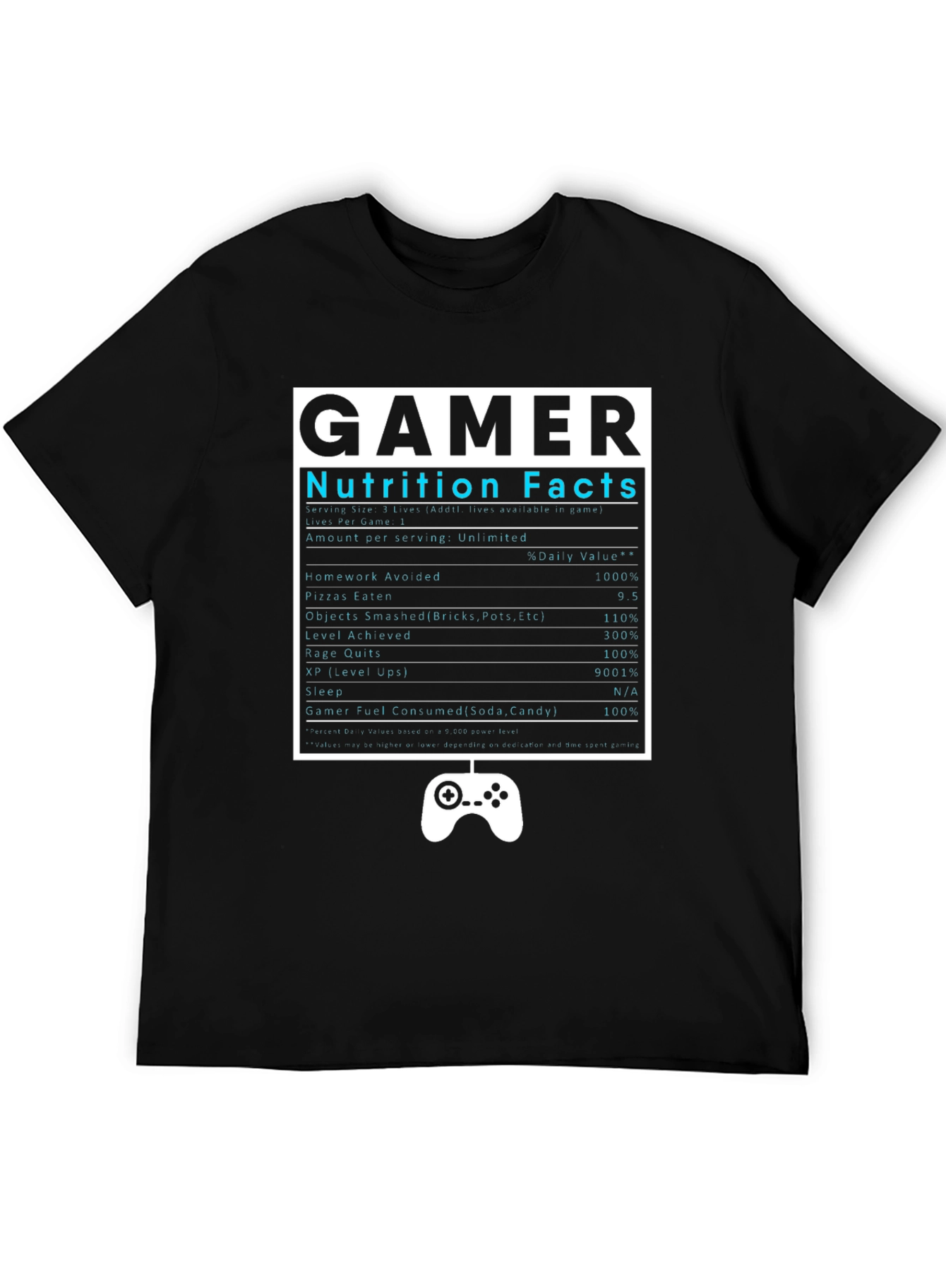 Gamer Nutrition Facts Black T-Shirt