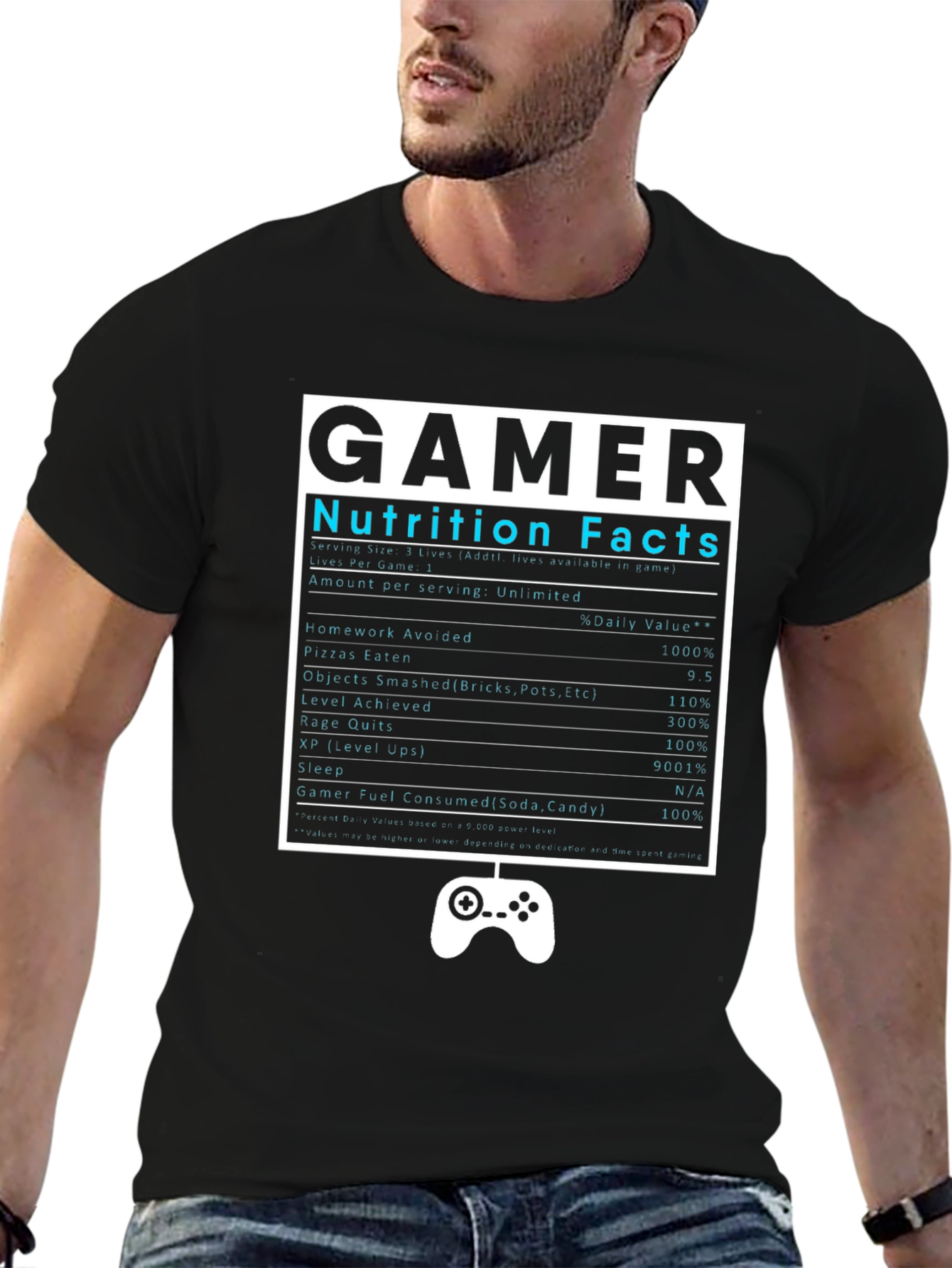 Gamer Nutrition Facts Black T-Shirt