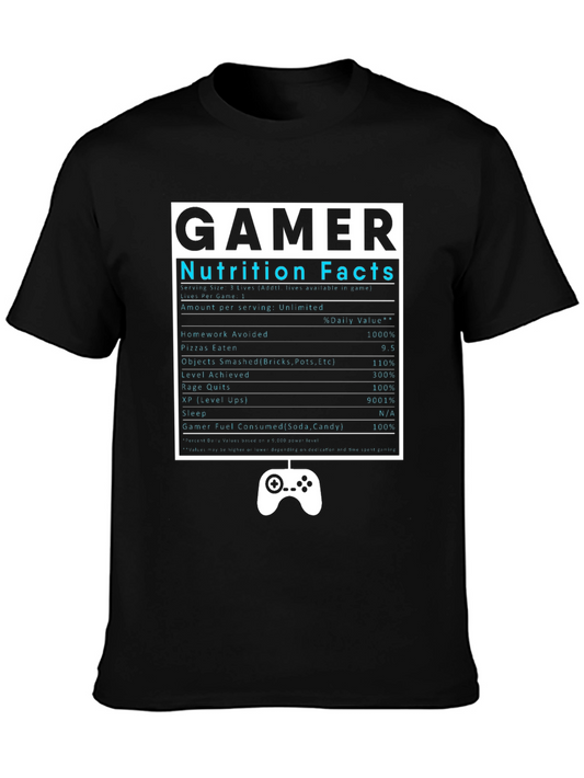 Gamer Nutrition Facts Black T-Shirt