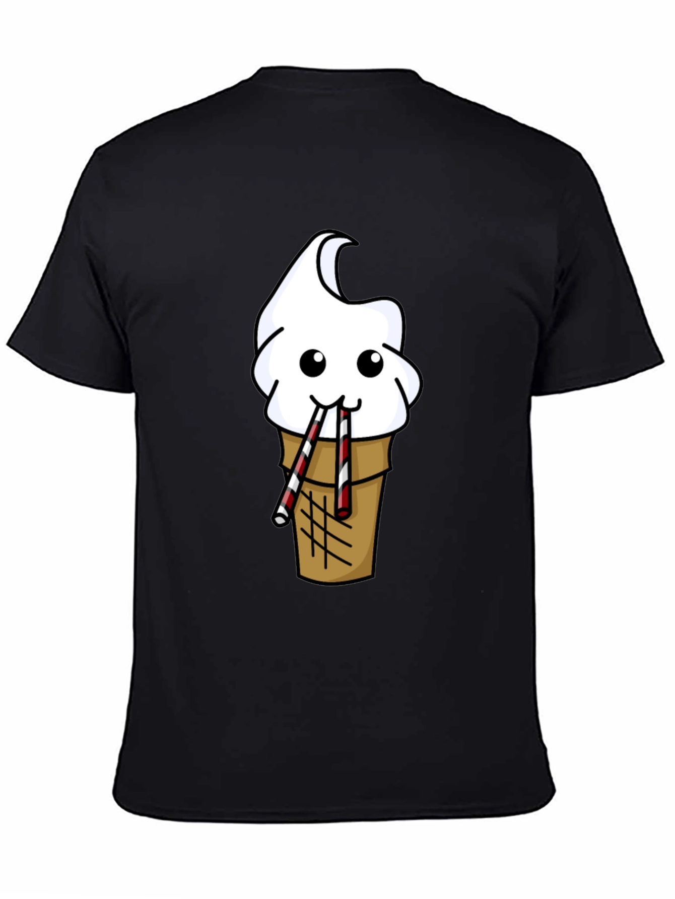 Funny Ice Cream Cone Graphic Tee - Black