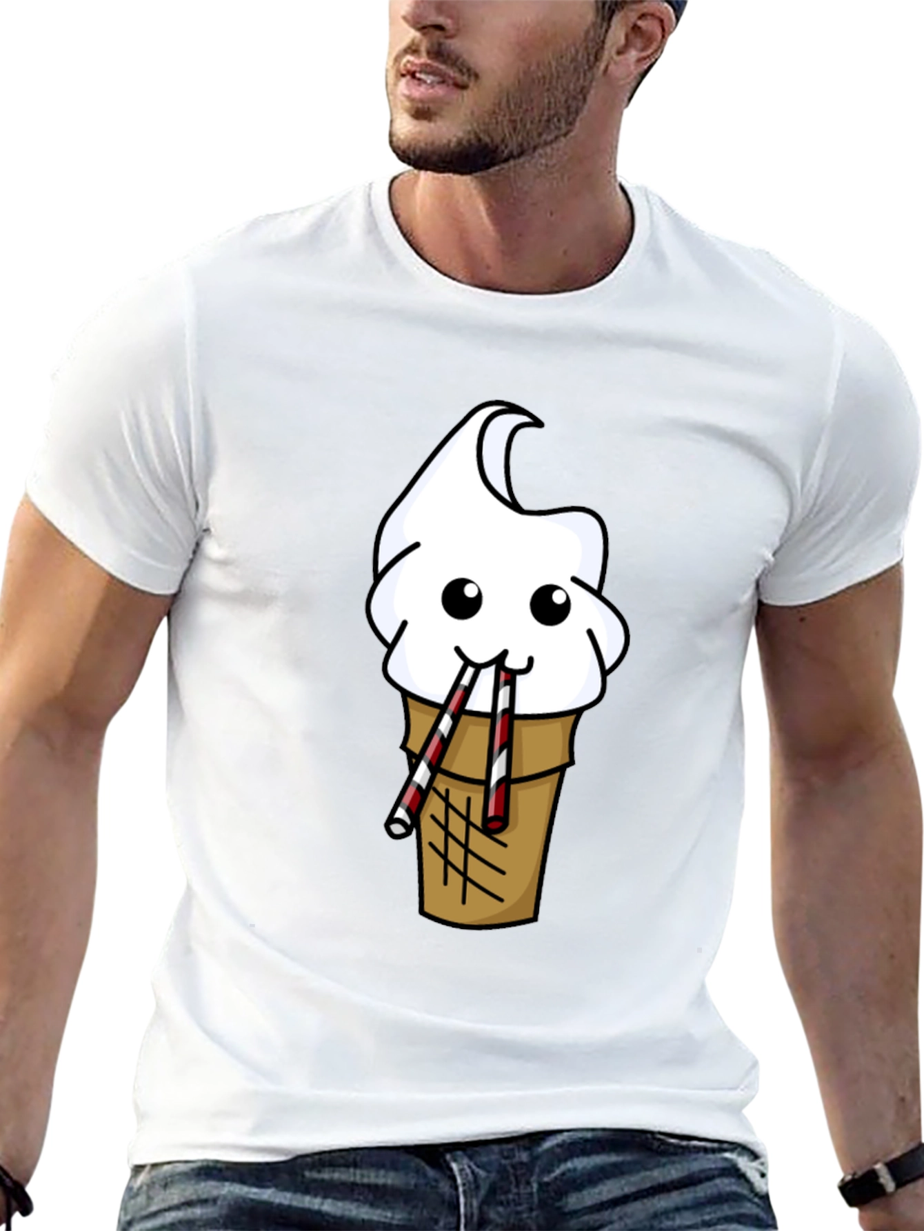 Funny Ice Cream Cone Graphic Tee - Black