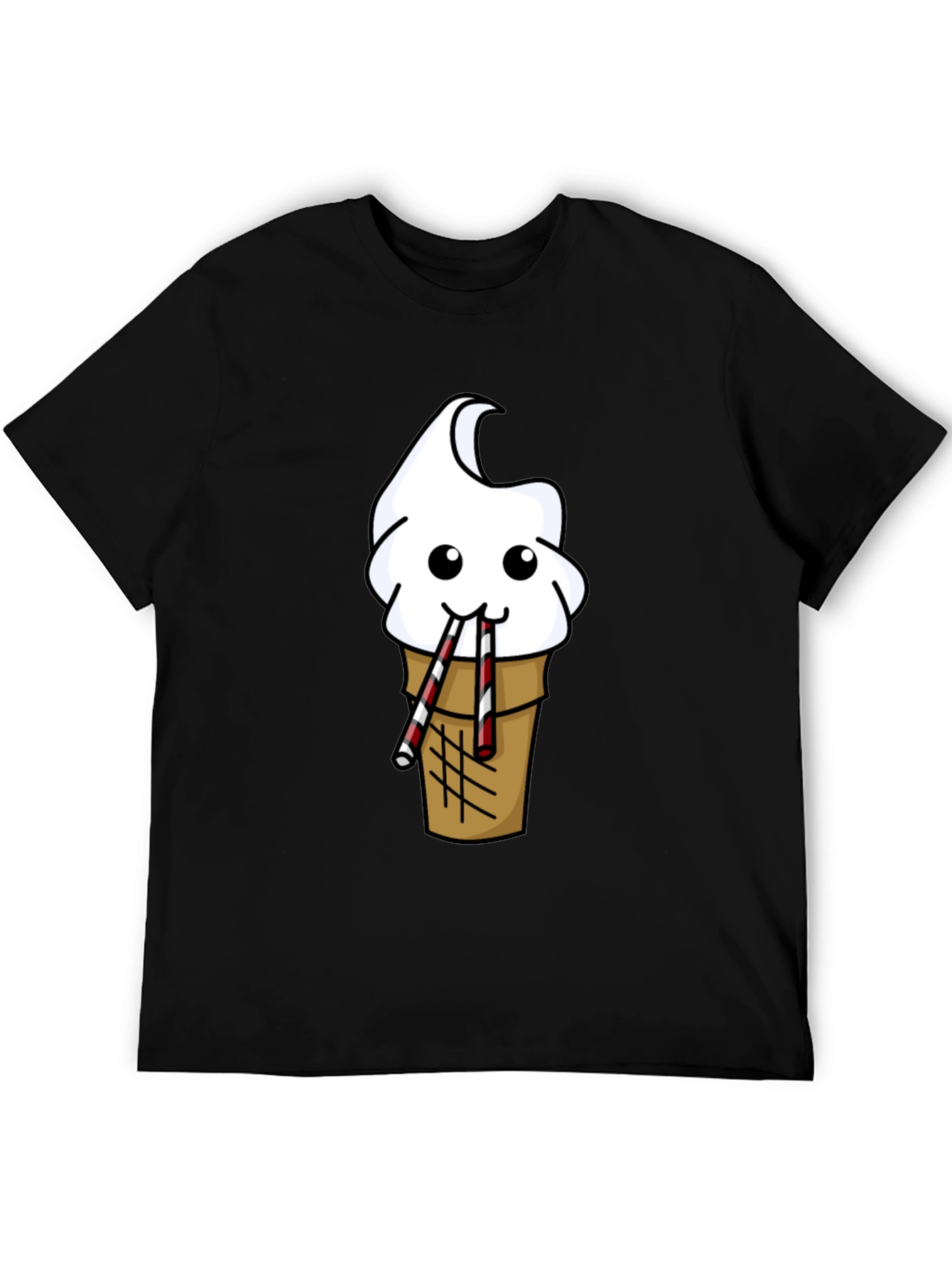 Funny Ice Cream Cone Graphic Tee - Black