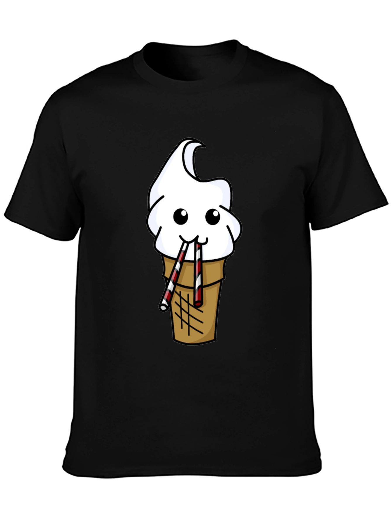 Funny Ice Cream Cone Graphic Tee - Black