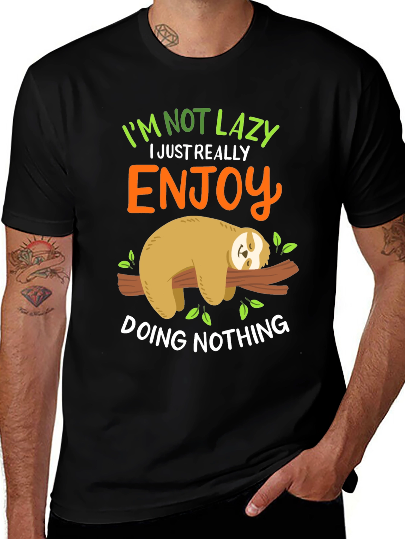 Lazy Sloth Graphic Tee - Enjoy Doing Nothing!