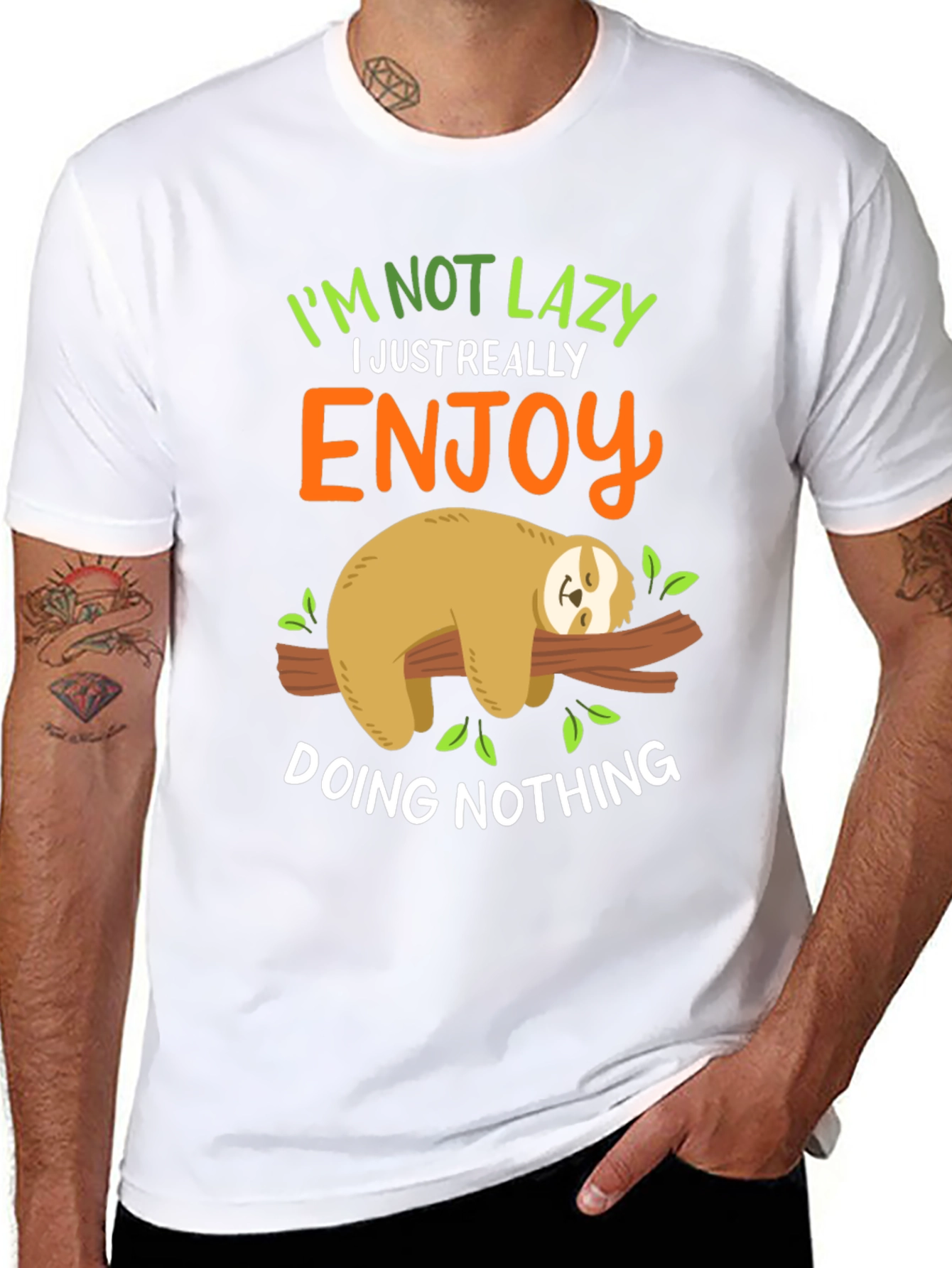 Lazy Sloth Graphic Tee - Enjoy Doing Nothing!