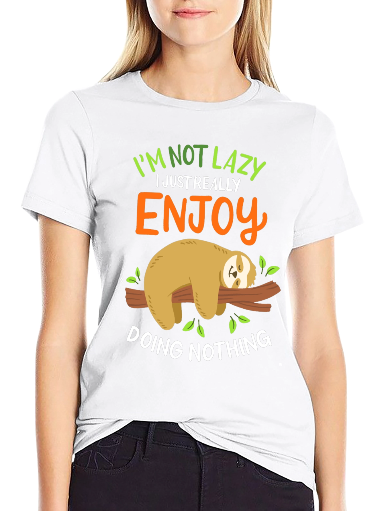 Lazy Sloth Graphic Tee - Enjoy Doing Nothing!
