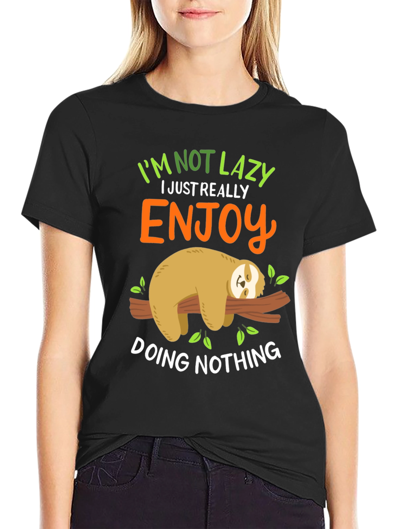 Lazy Sloth Graphic Tee - Enjoy Doing Nothing!