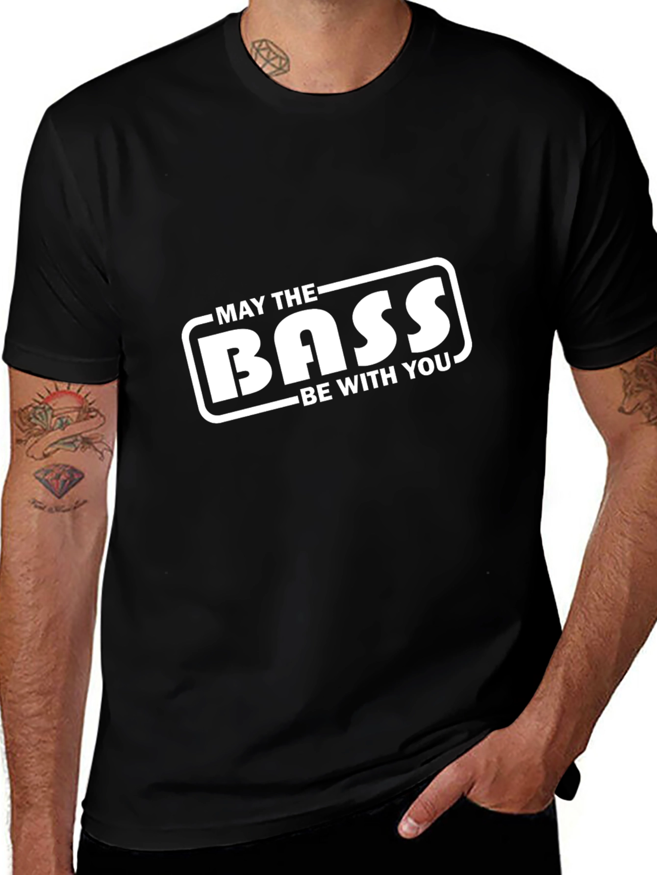 May The Bass Be With You Black T-Shirt