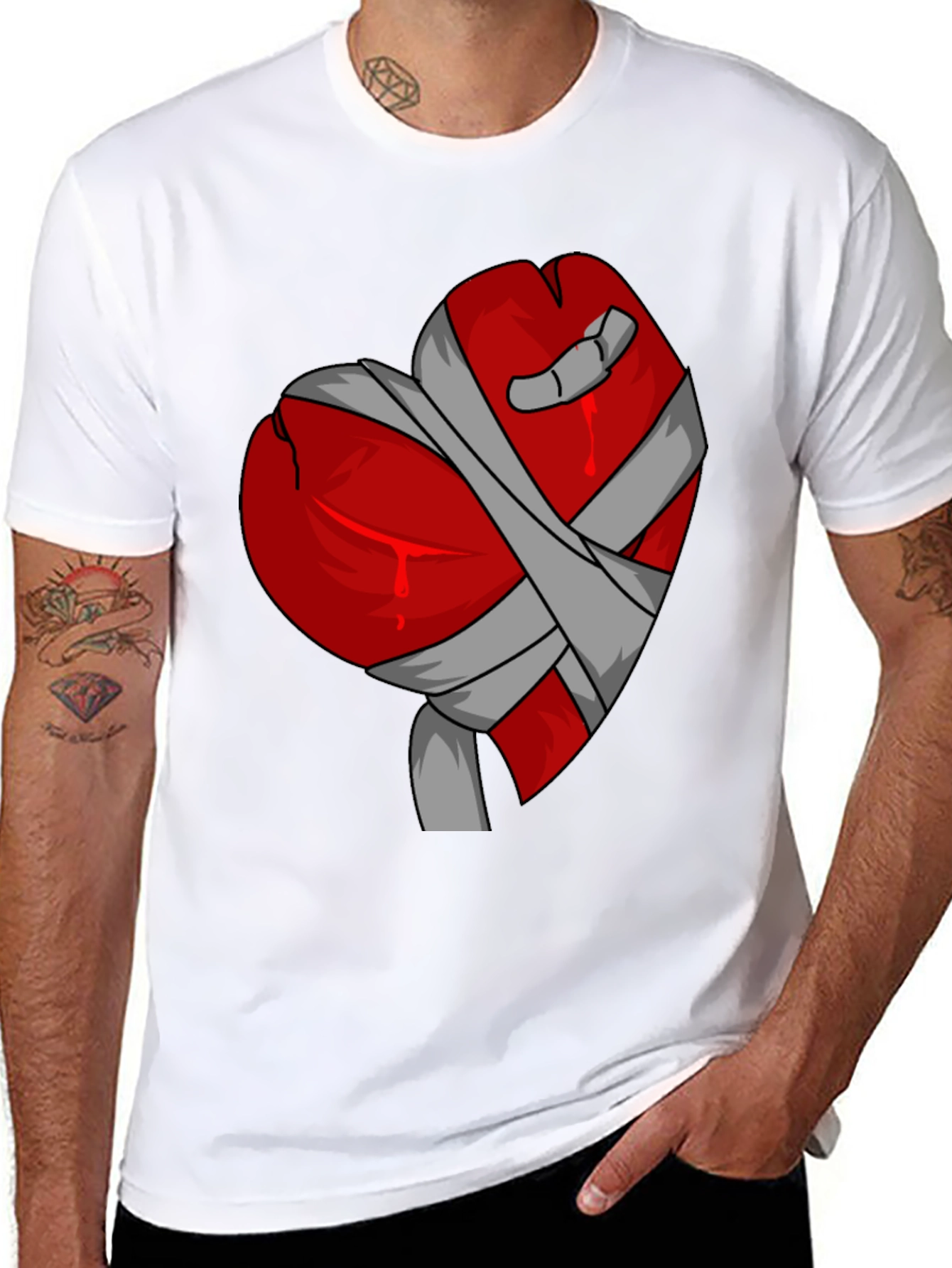 Bandaged Heart Graphic Tee - Stylish Casual Wear