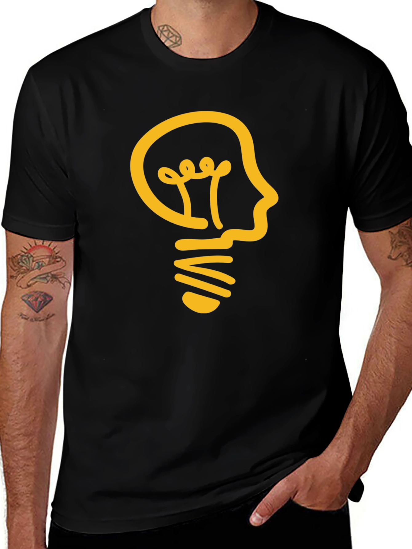 Thinker Bulb Black Tee - Smart Idea Shirt