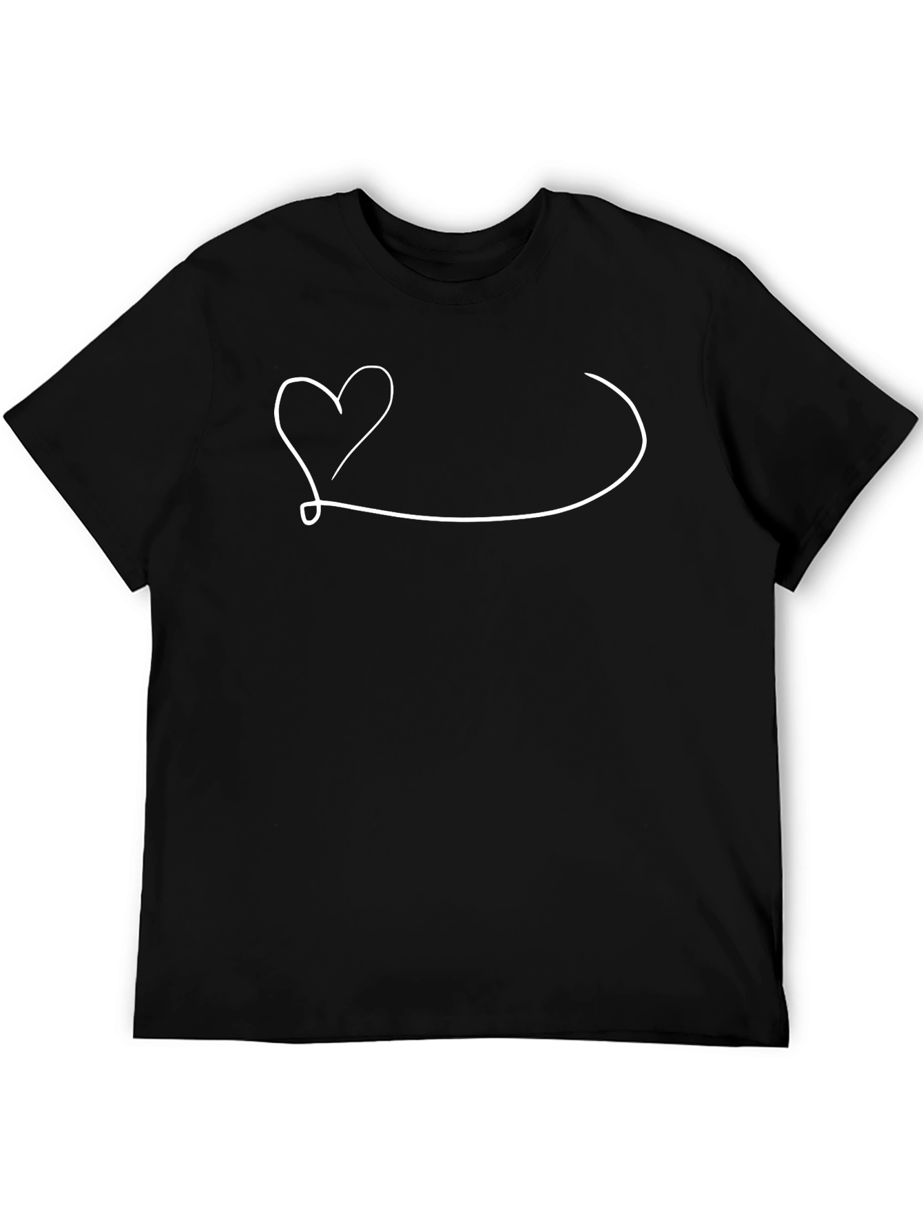 Heart Love Line Art Black T-Shirt