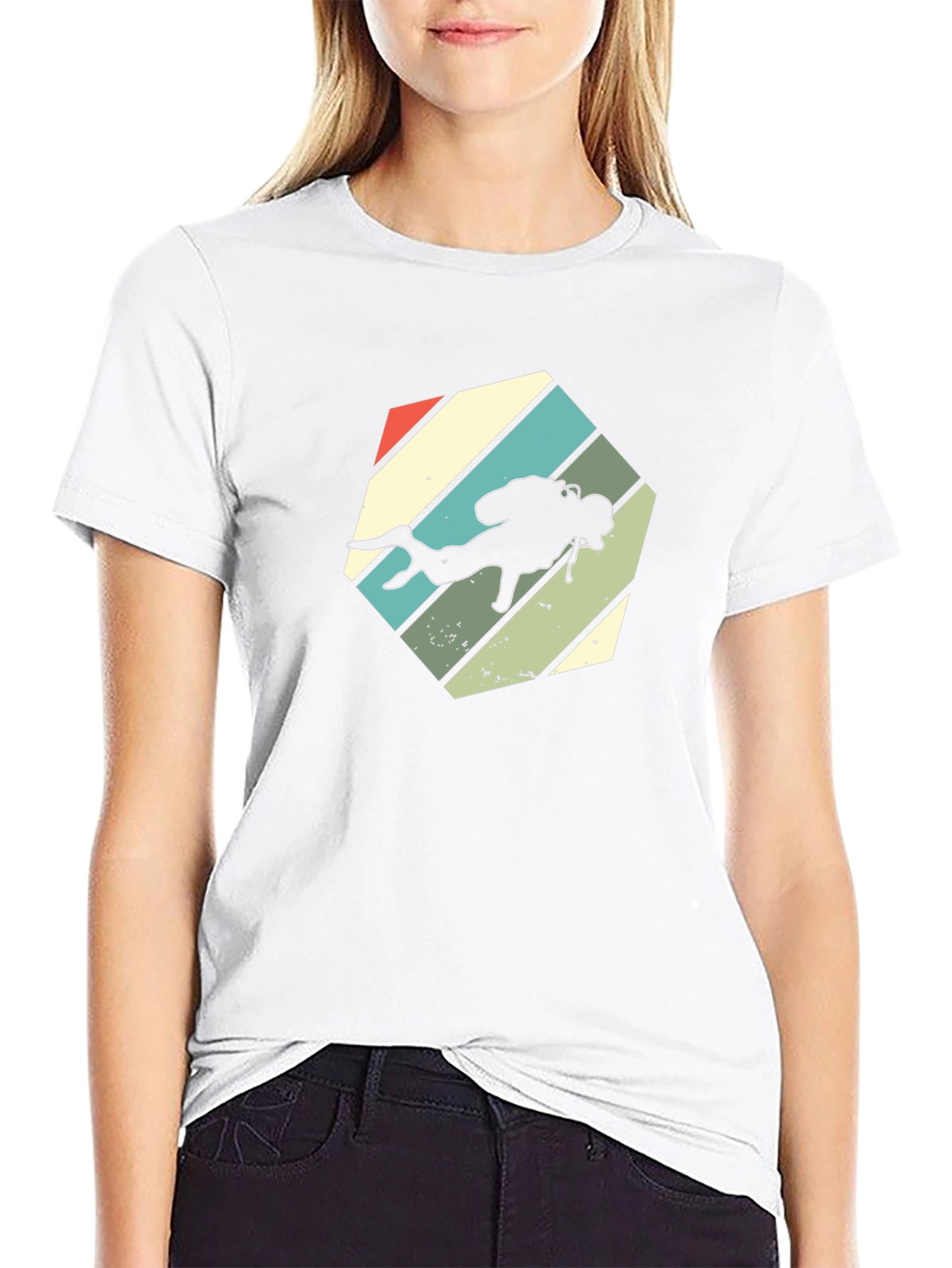 Retro Scuba Diver Graphic T-Shirt - Black