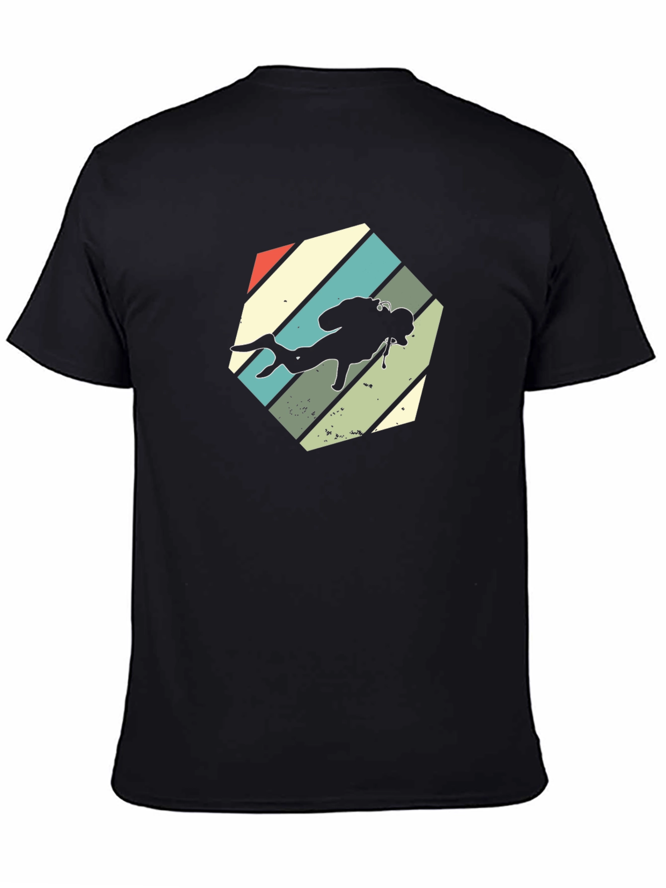 Retro Scuba Diver Graphic T-Shirt - Black