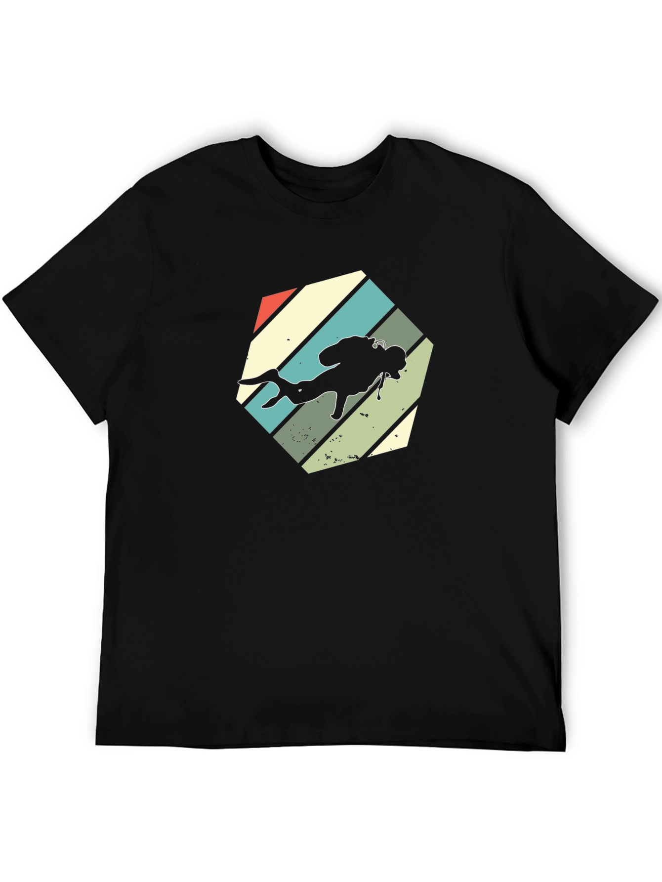 Retro Scuba Diver Graphic T-Shirt - Black