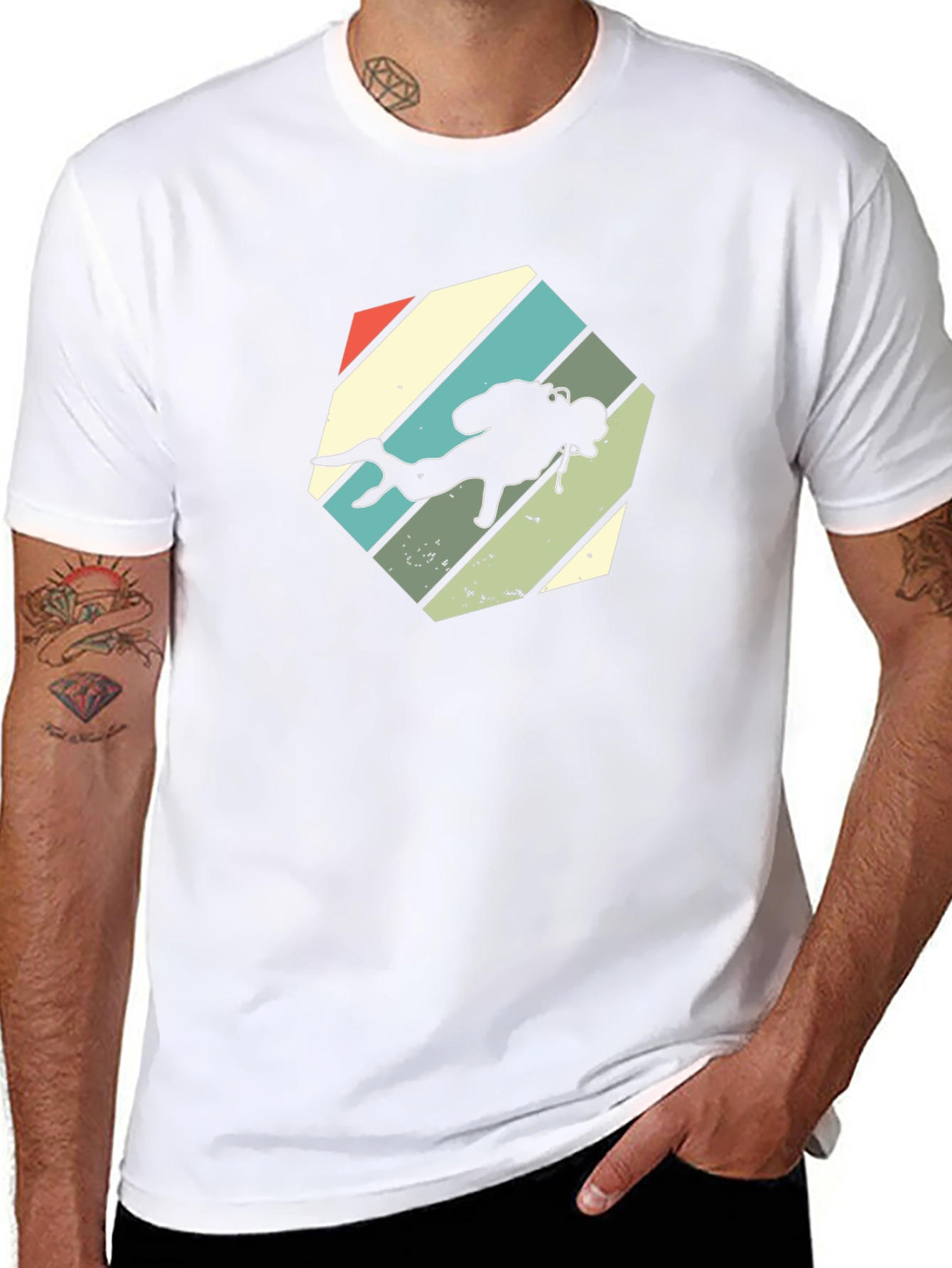 Retro Scuba Diver Graphic T-Shirt - Black