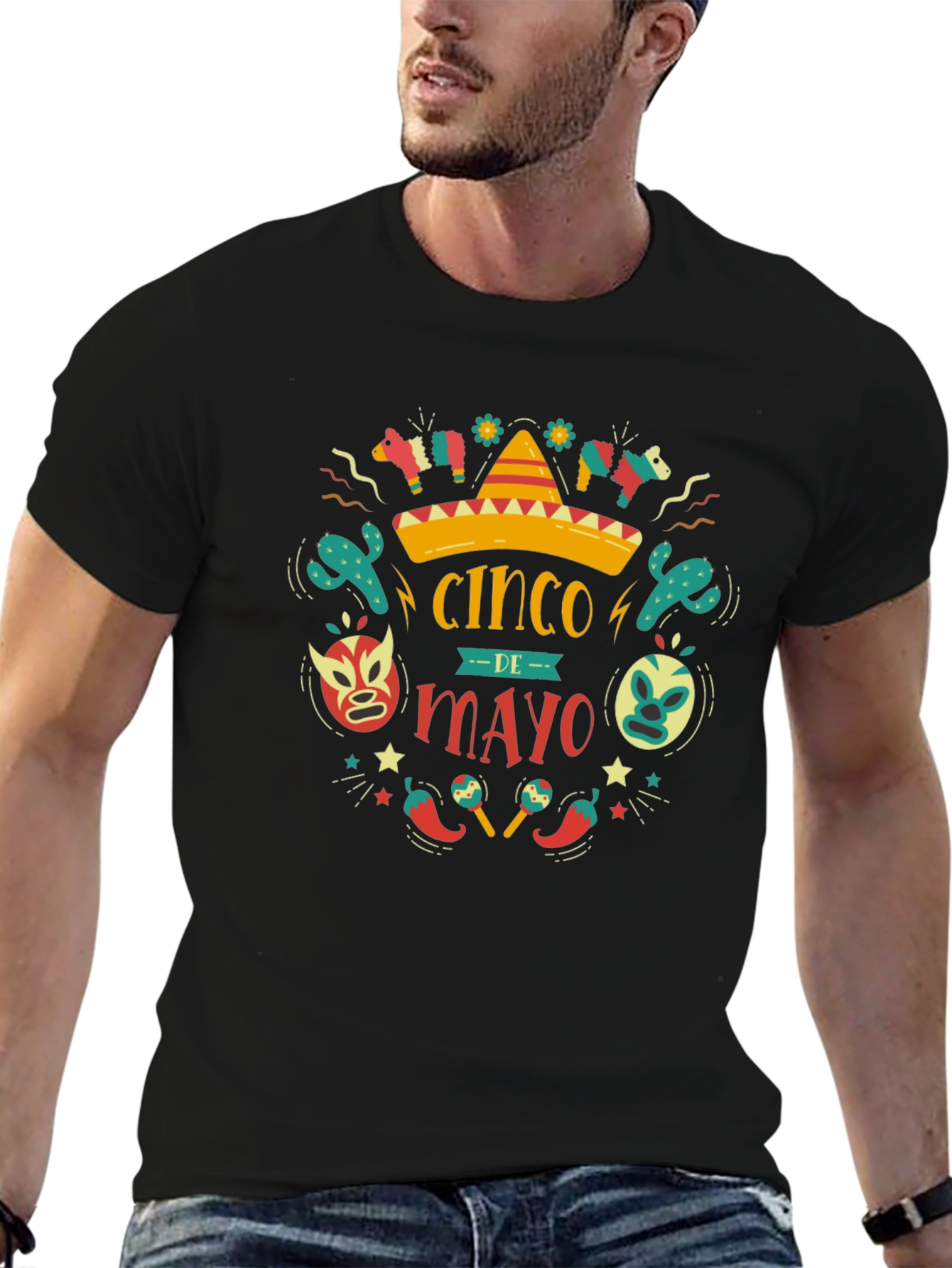 Cinco de Mayo T-Shirt - Black Cotton Graphic Tee