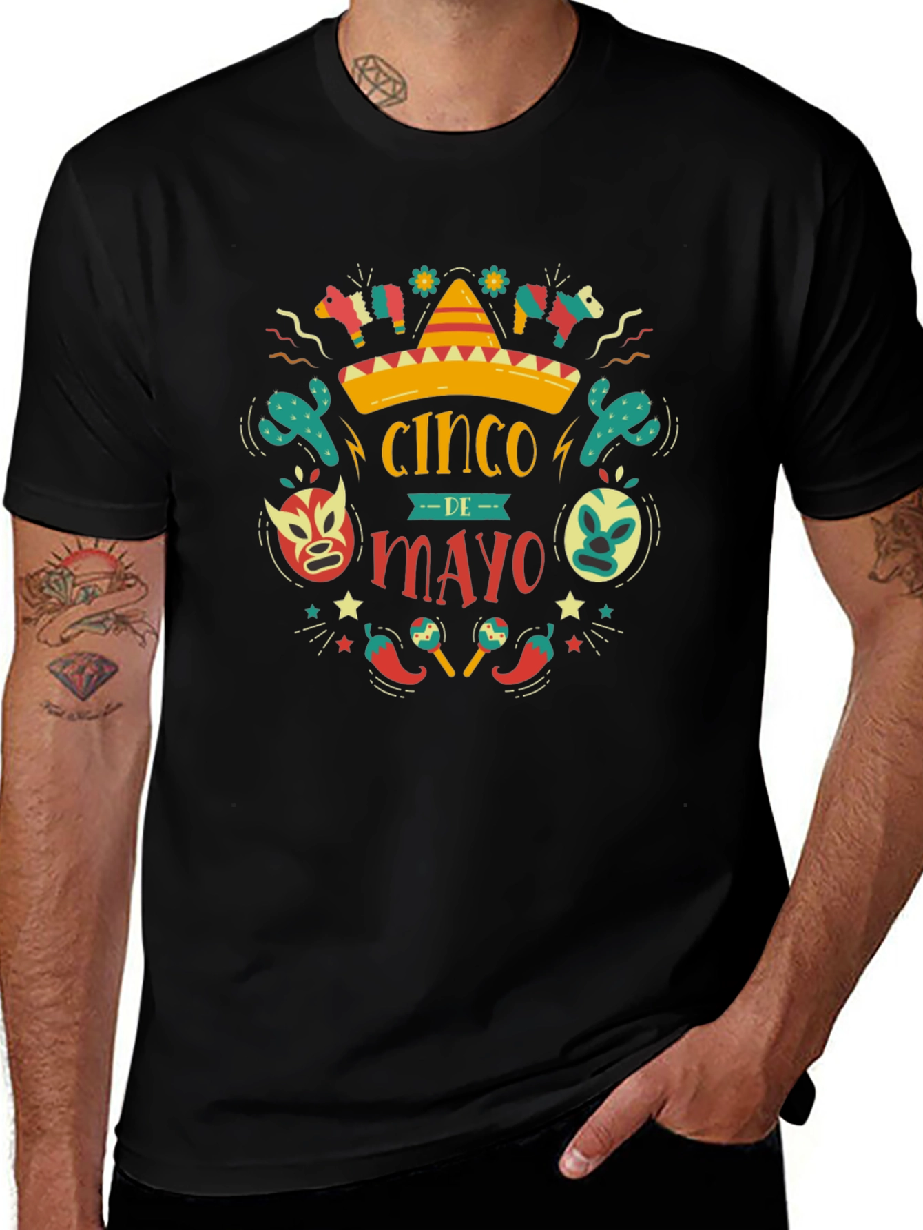 Cinco de Mayo T-Shirt - Black Cotton Graphic Tee