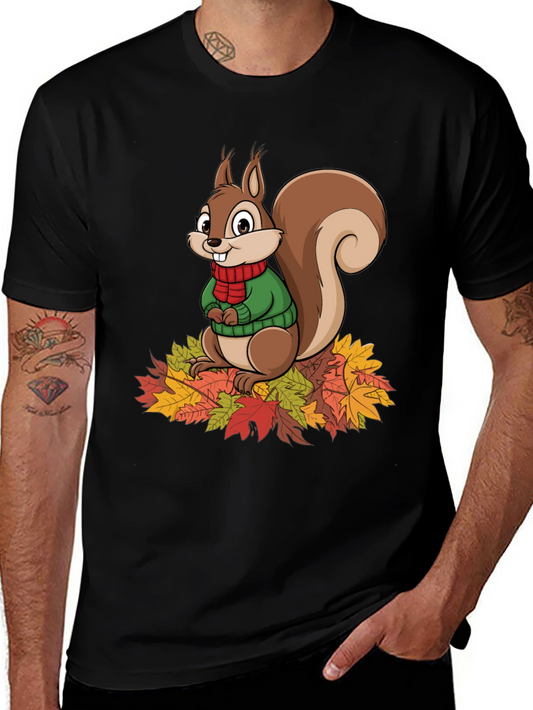 Squirrel Autumn Leaves Graphic T-Shirt