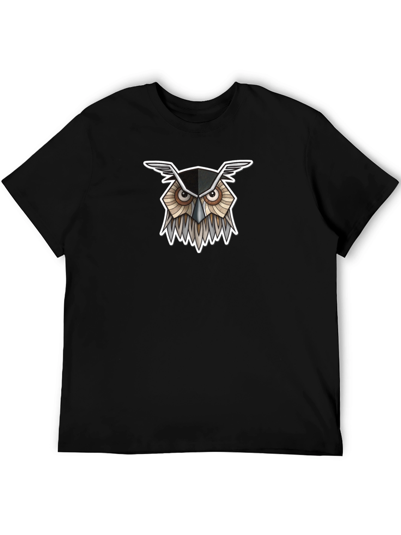 Cool Owl Graphic Tee - Black Cotton T-Shirt