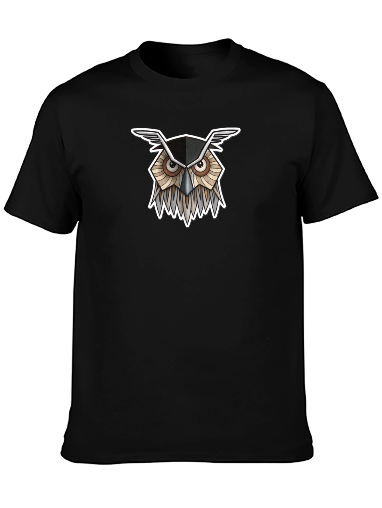 Cool Owl Graphic Tee - Black Cotton T-Shirt