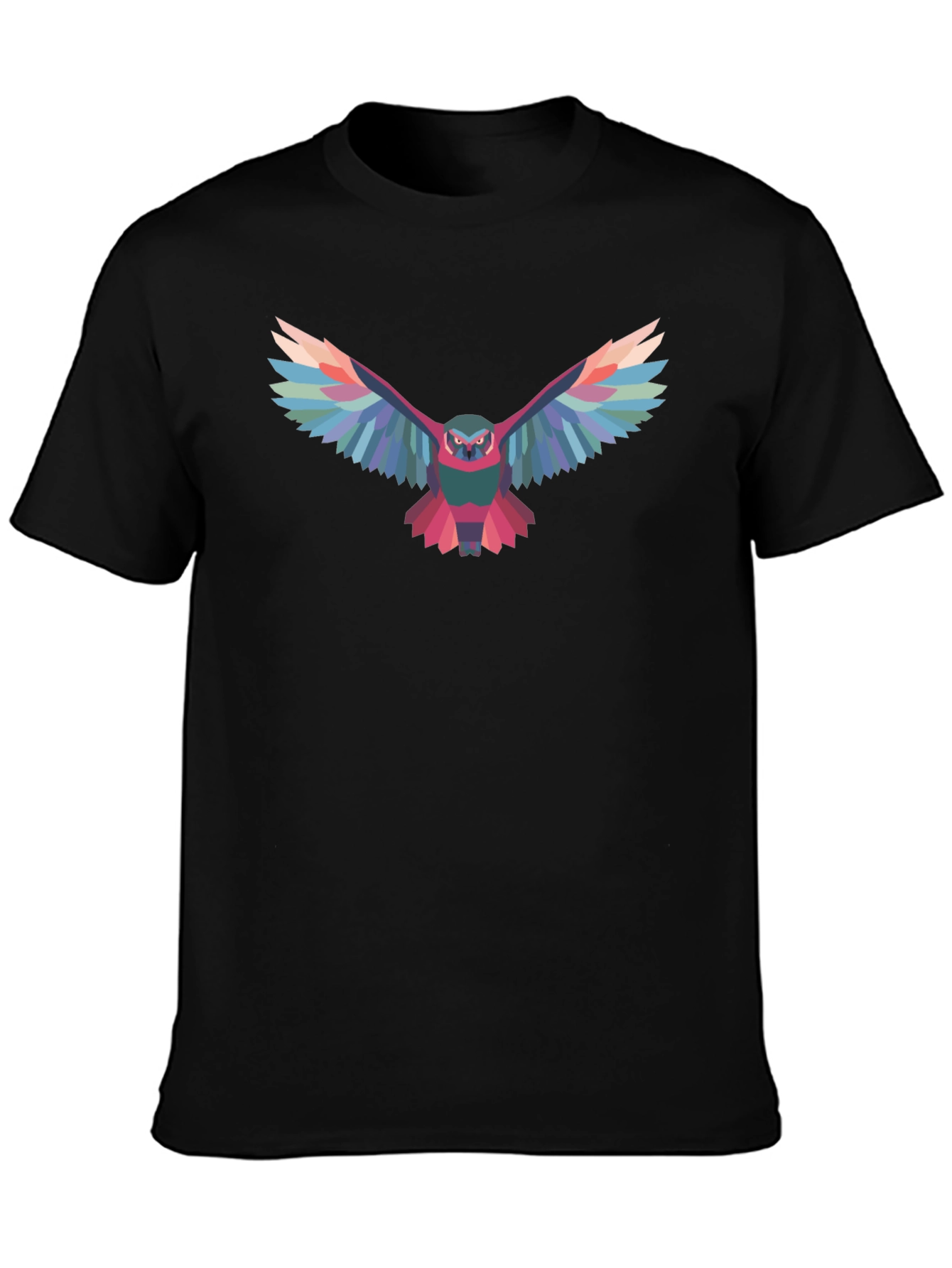 Geometric Owl Graphic Black T-Shirt