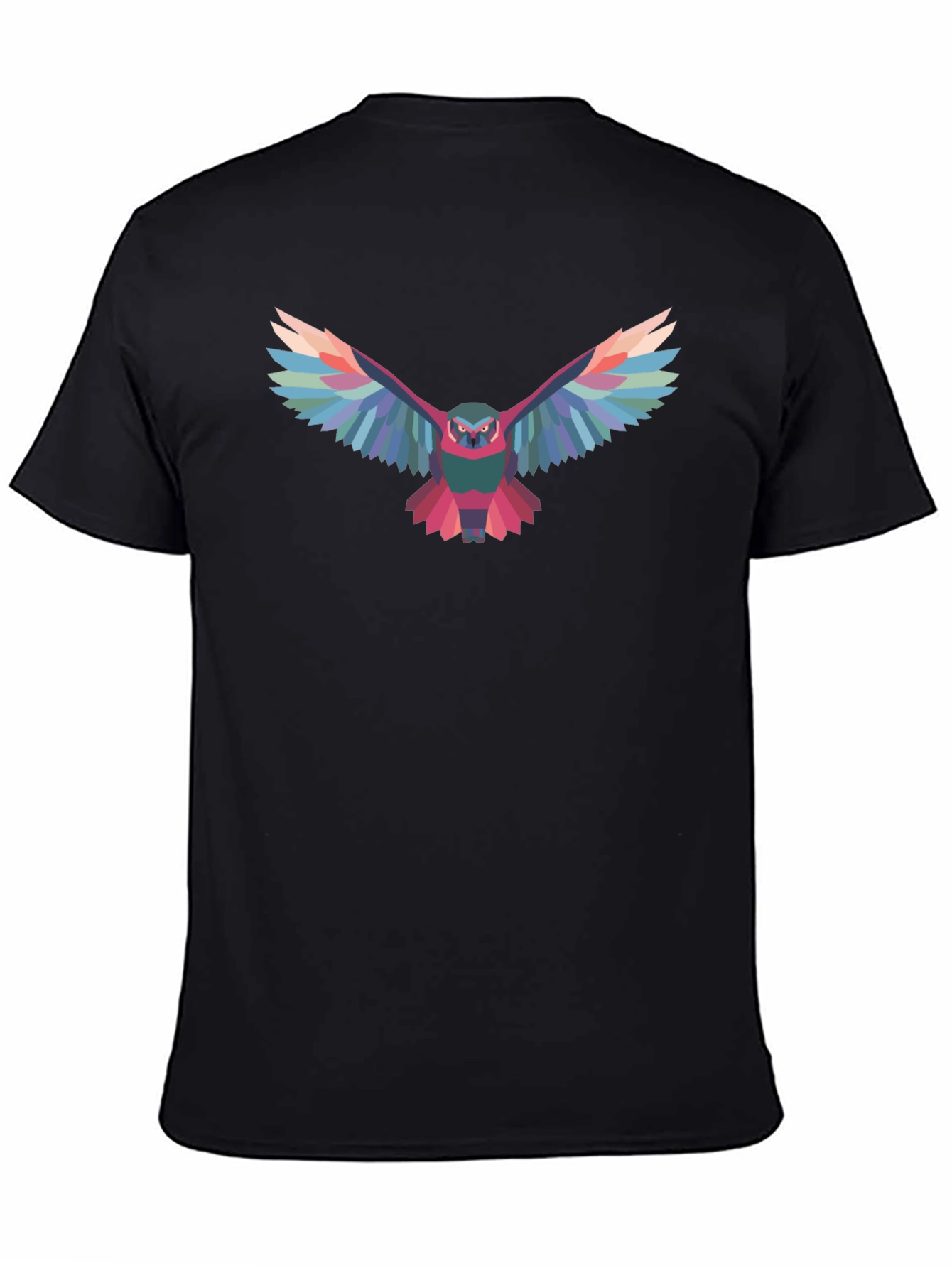Geometric Owl Graphic Black T-Shirt