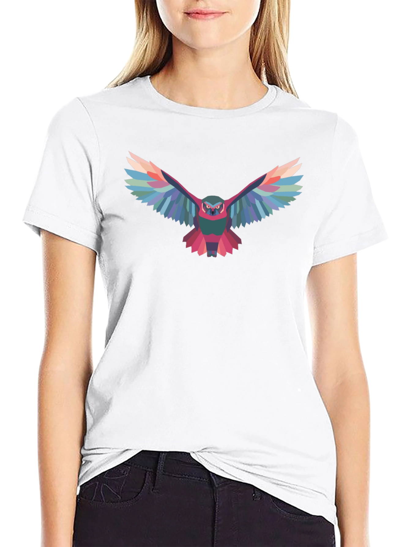 Geometric Owl Graphic Black T-Shirt