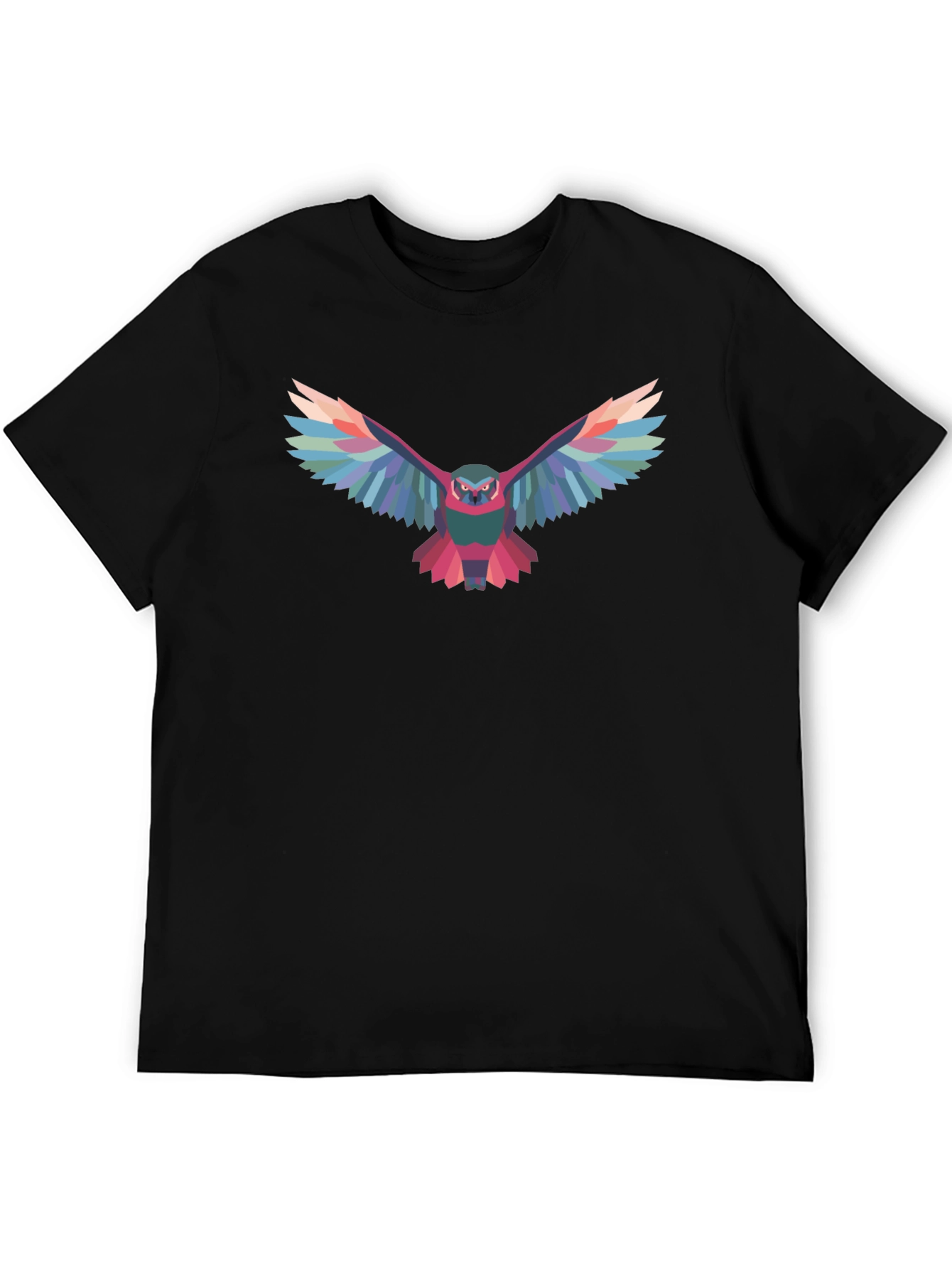 Geometric Owl Graphic Black T-Shirt