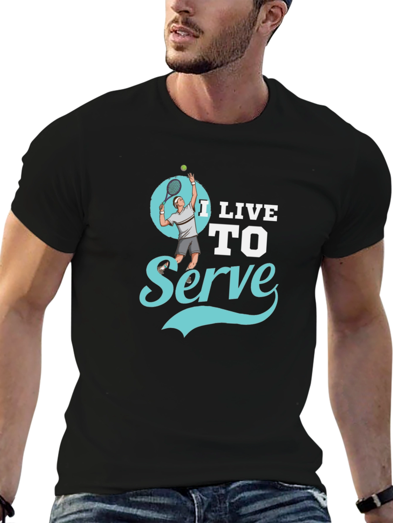 I Live to Serve Black Graphic T-Shirt