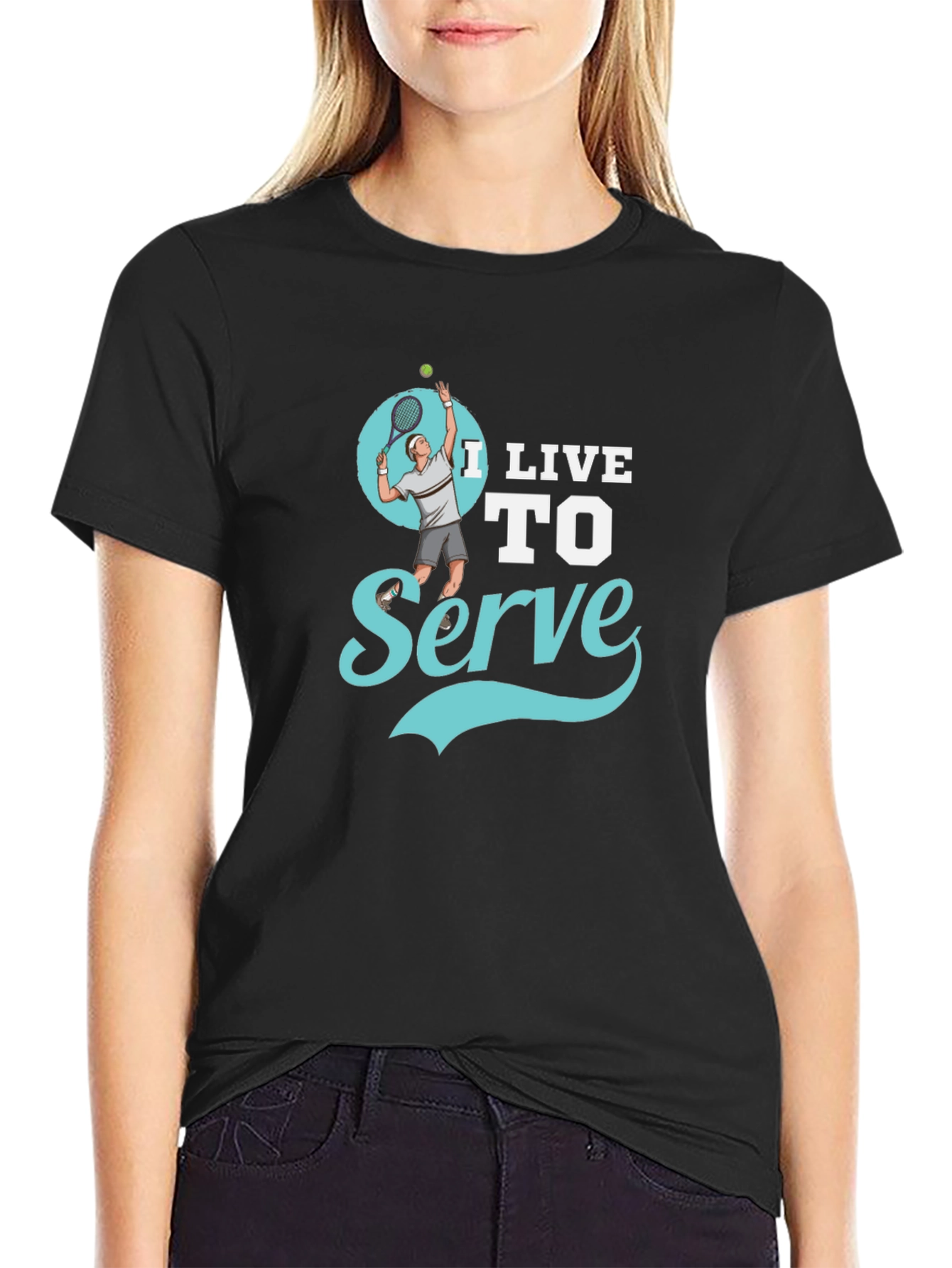 I Live to Serve Black Graphic T-Shirt