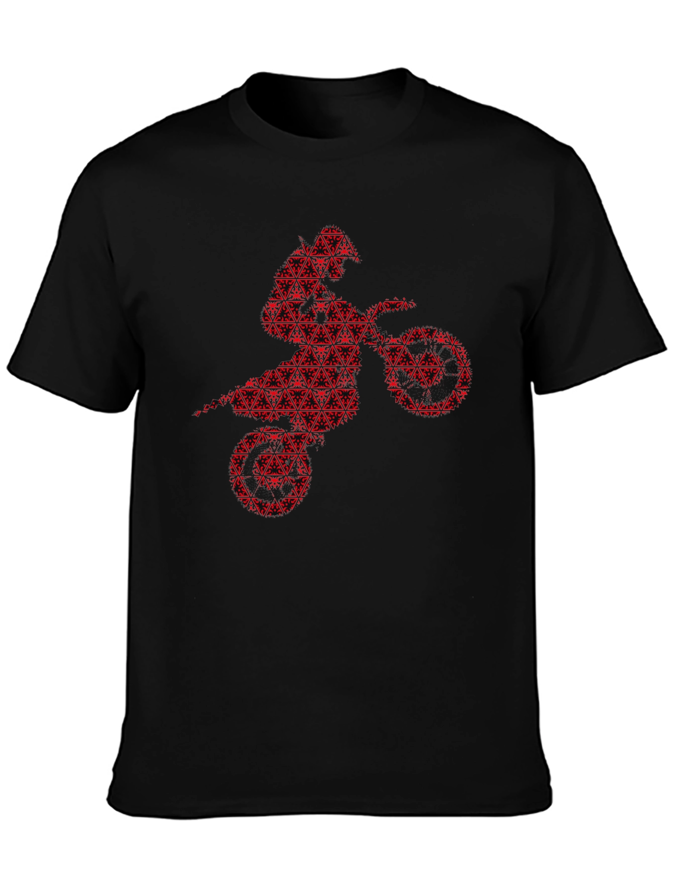 Red Motorcross Rider Black T-Shirt