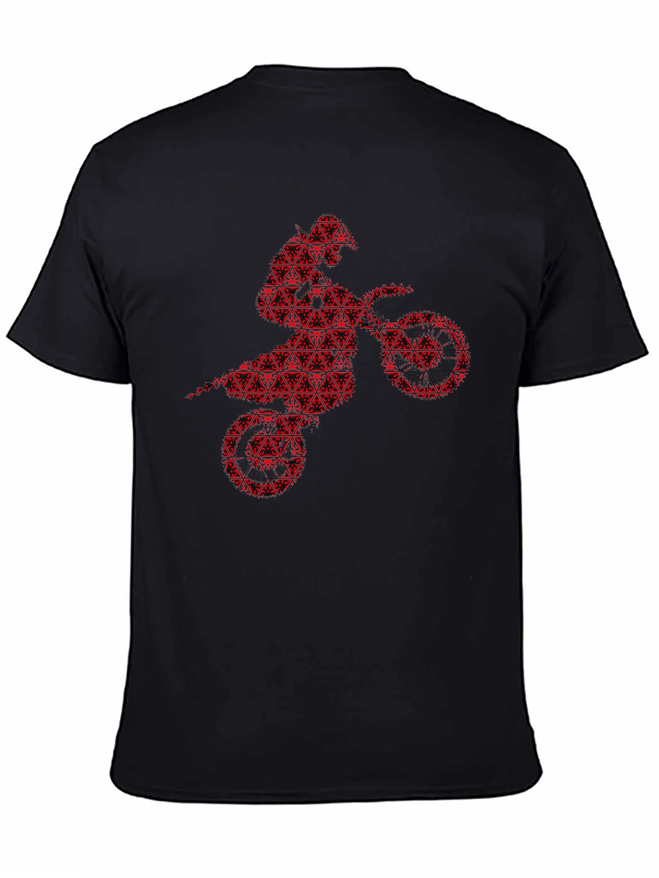 Red Motorcross Rider Black T-Shirt