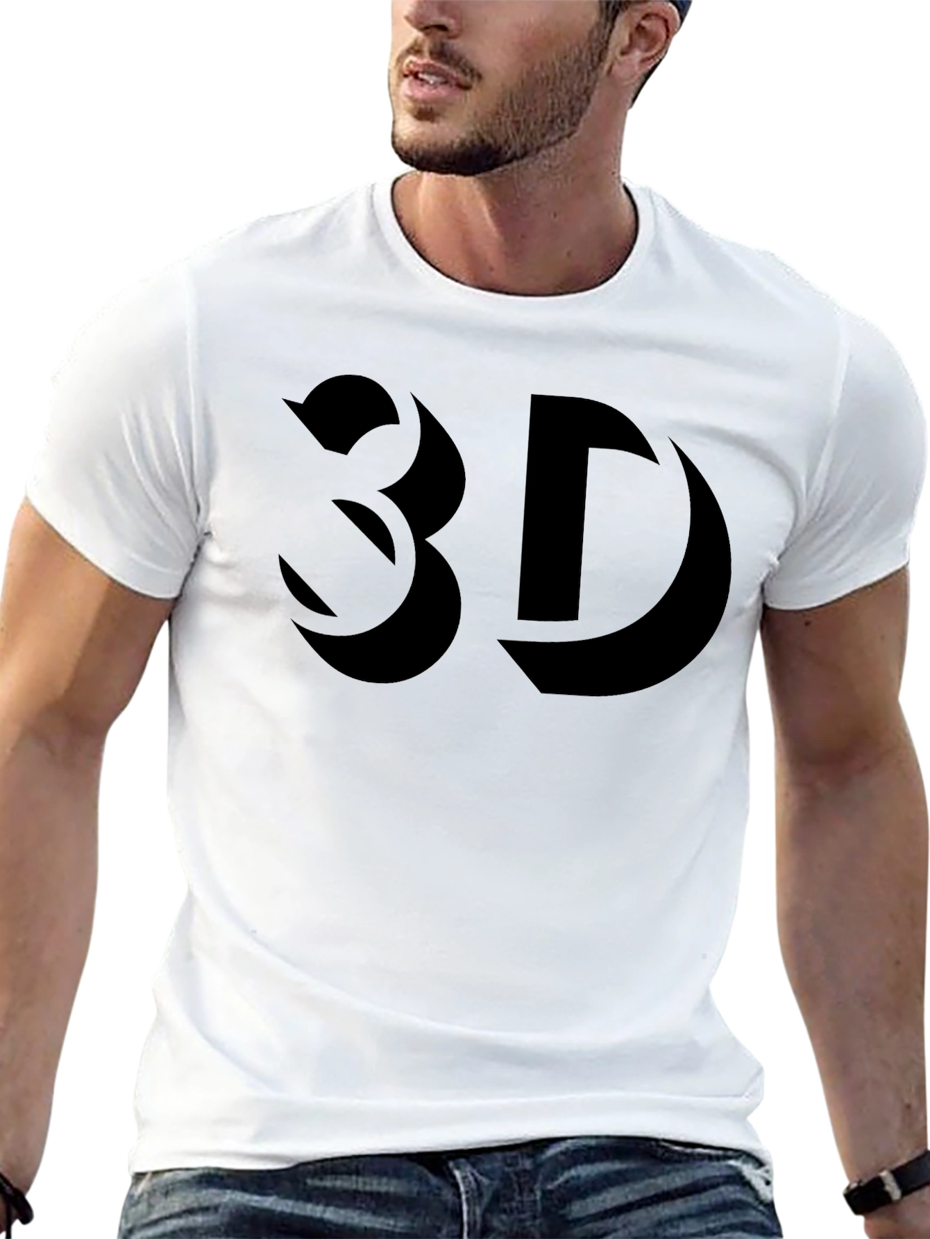 Bold 3D Graphic Black T-Shirt