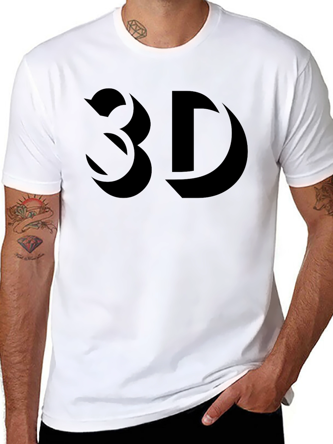 Bold 3D Graphic Black T-Shirt