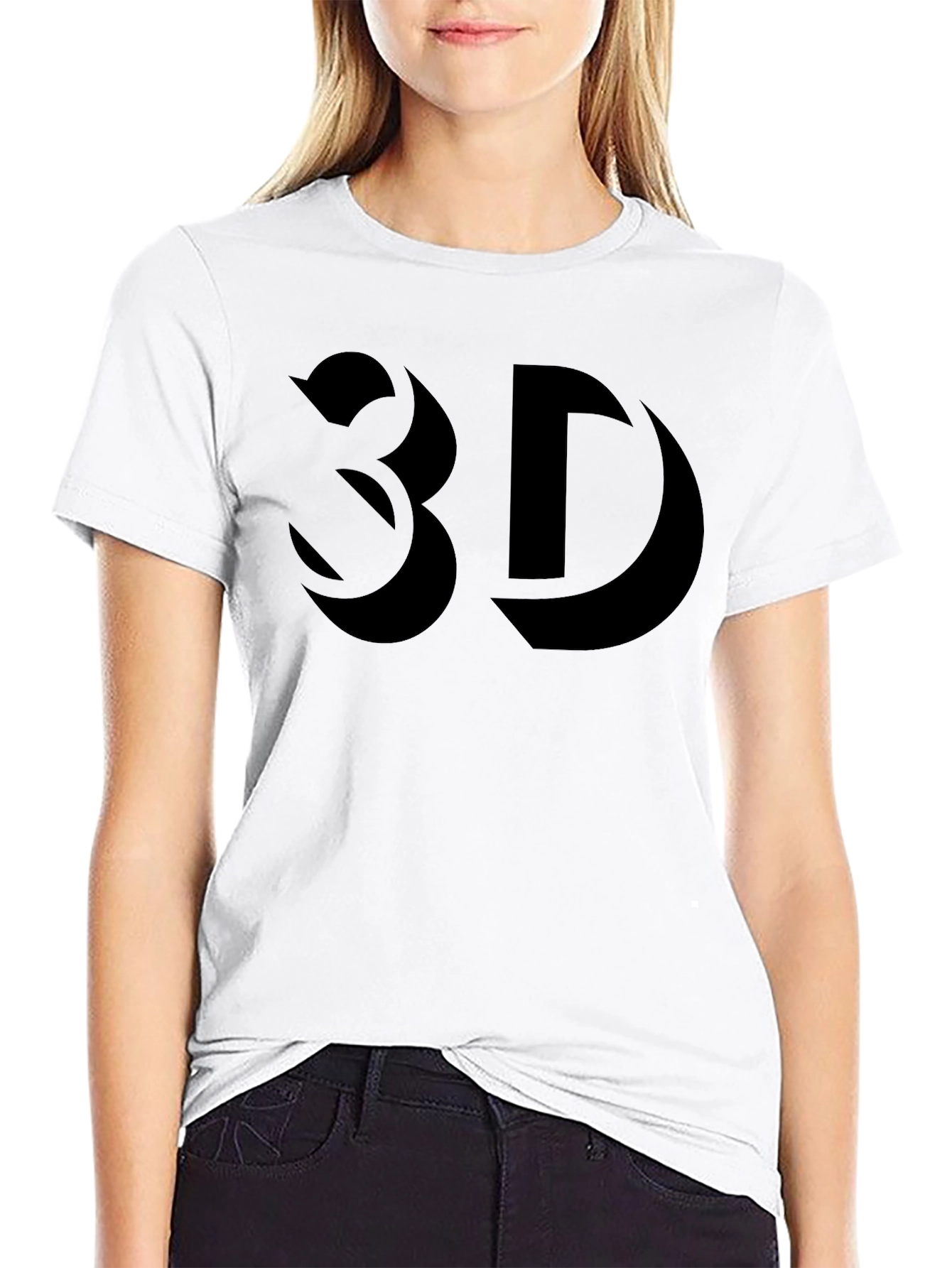 Bold 3D Graphic Black T-Shirt