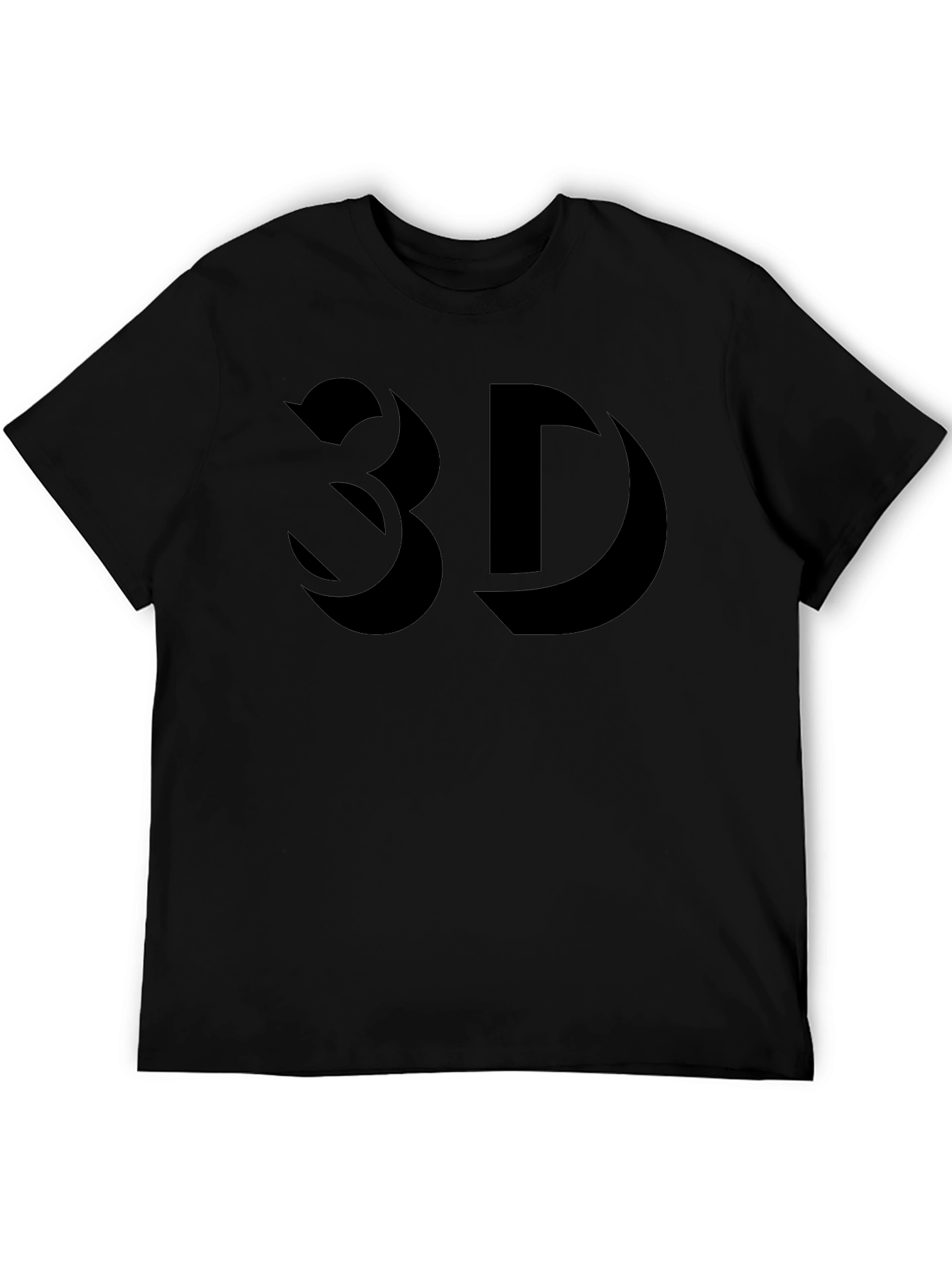 Bold 3D Graphic Black T-Shirt