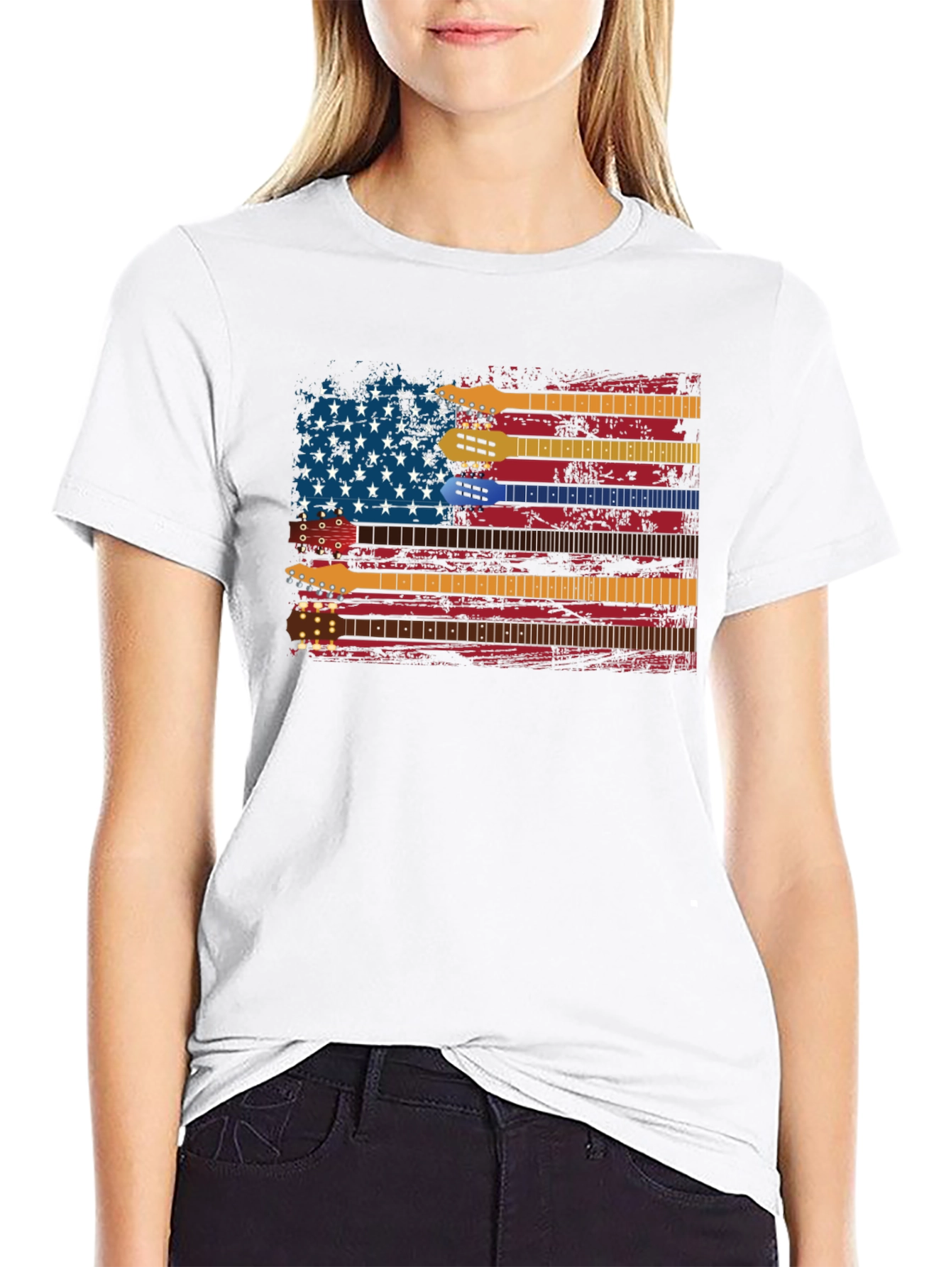 Guitar American Flag Graphic Tee - Music Lovers Shirt