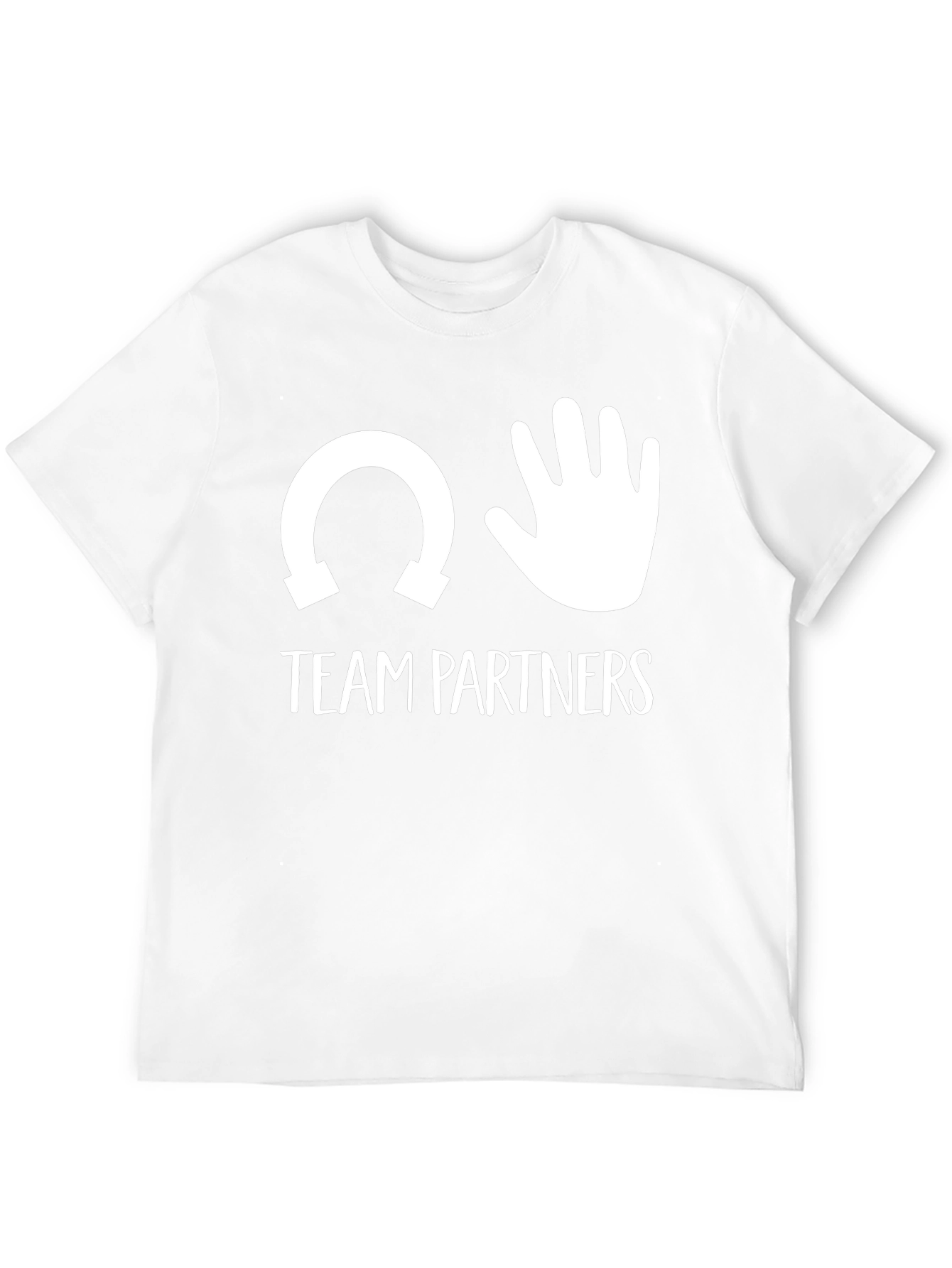 Team Partners T-Shirt Horseshoe Hand Funny Black Cotton