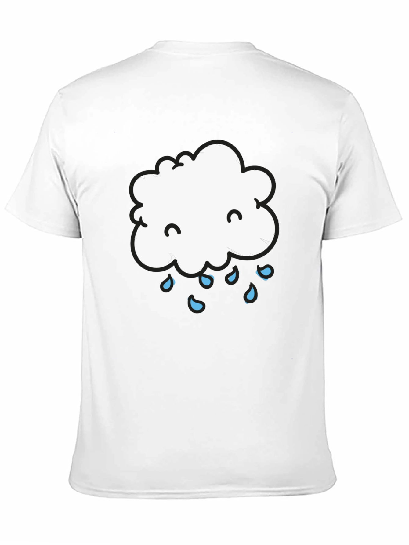 Cute Cloud Rain Graphic Tee - Black Cotton T-Shirt