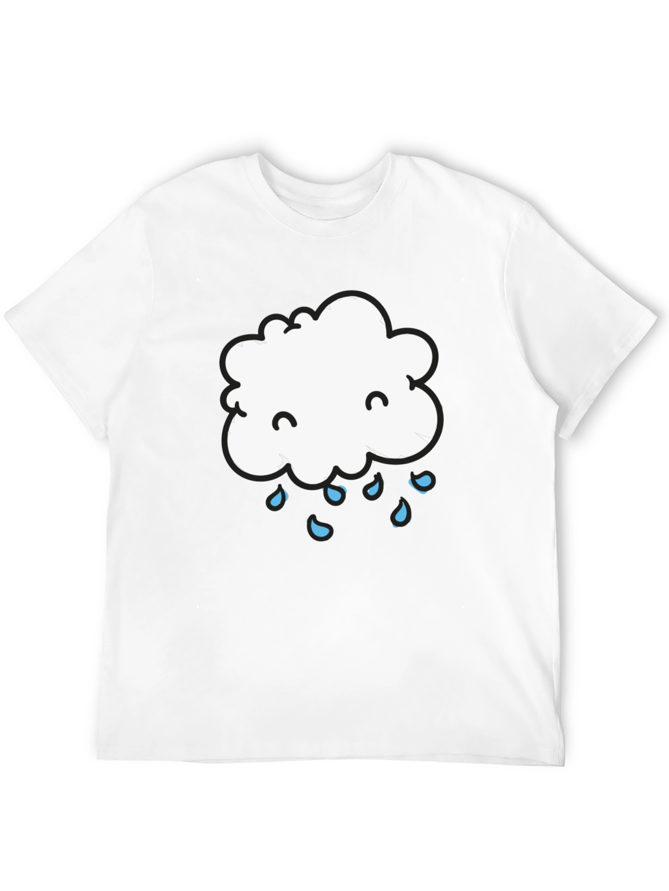 Cute Cloud Rain Graphic Tee - Black Cotton T-Shirt