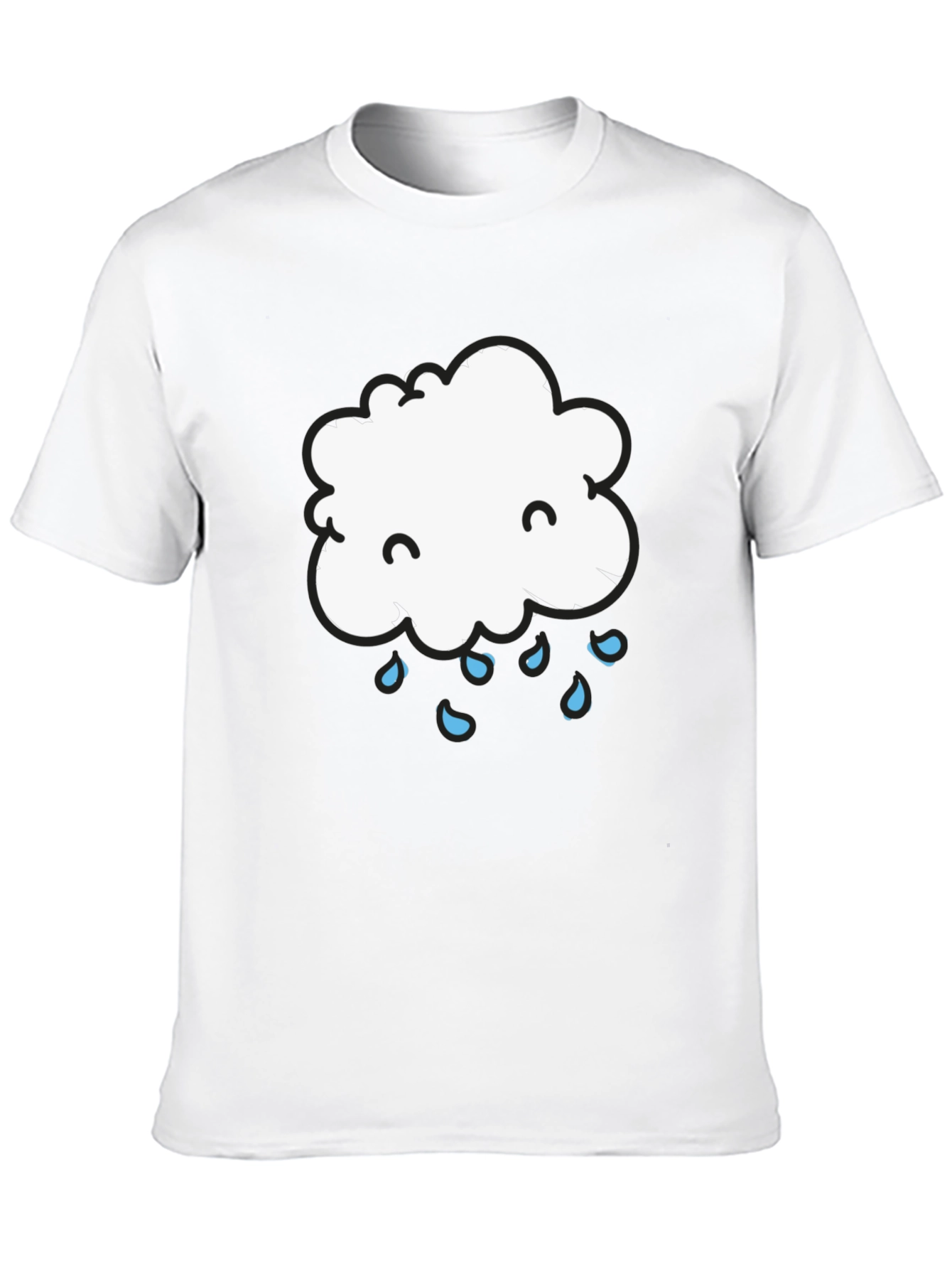 Cute Cloud Rain Graphic Tee - Black Cotton T-Shirt