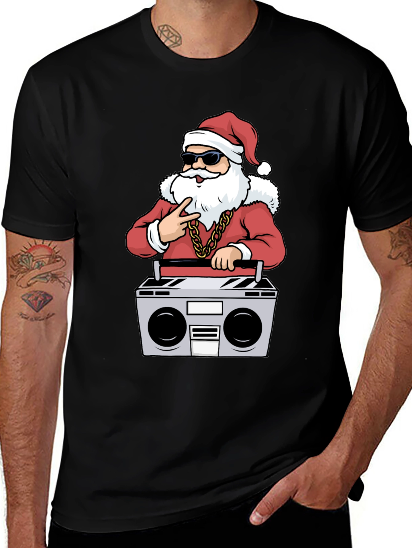 Cool Santa Boombox Graphic Tee