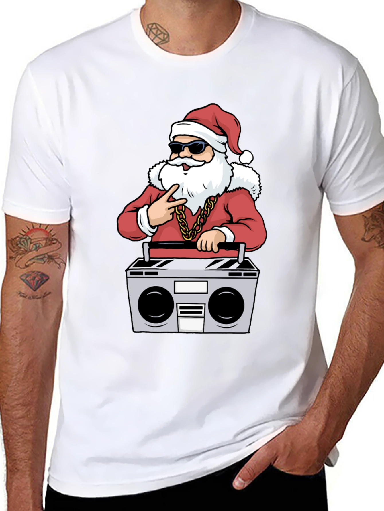 Cool Santa Boombox Graphic Tee