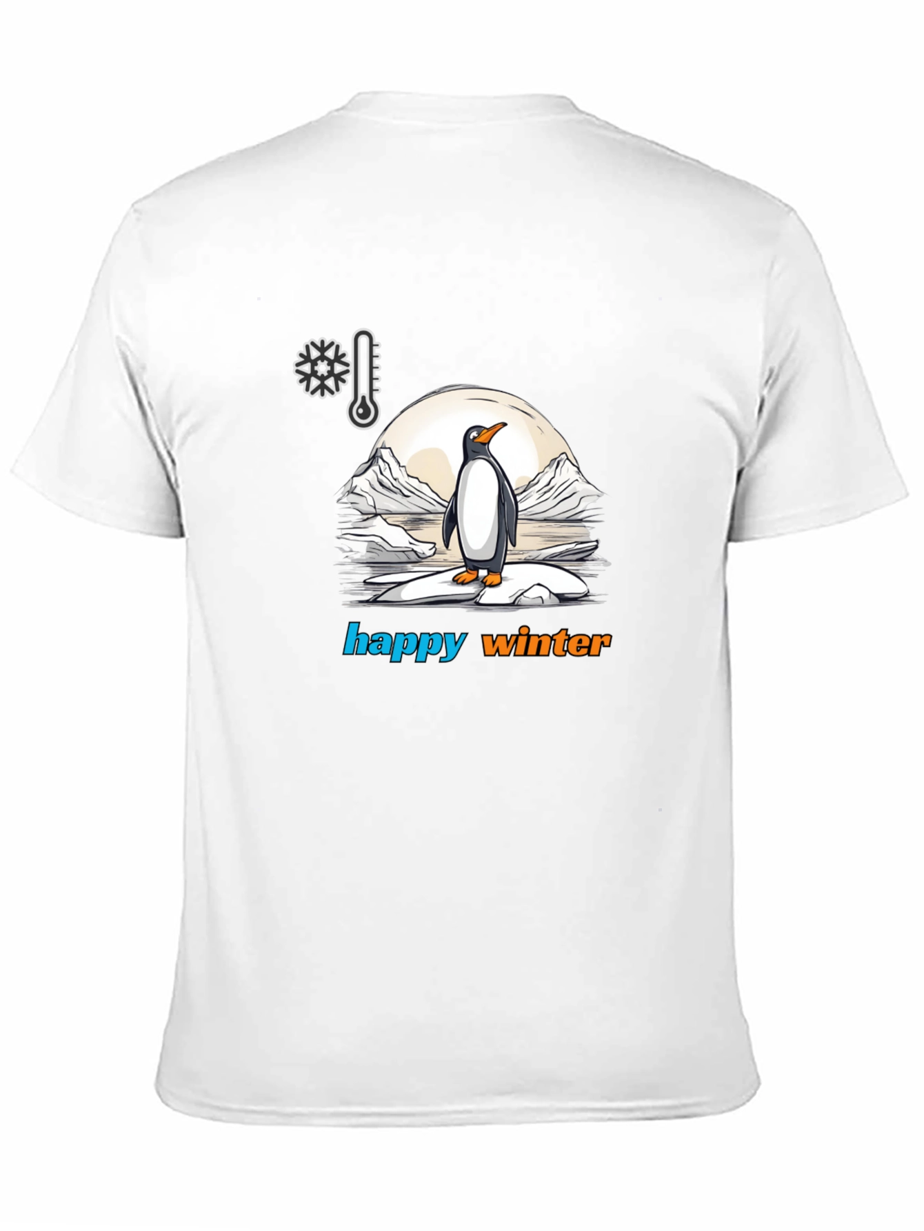 Happy Winter Penguin Graphic Tee - Black