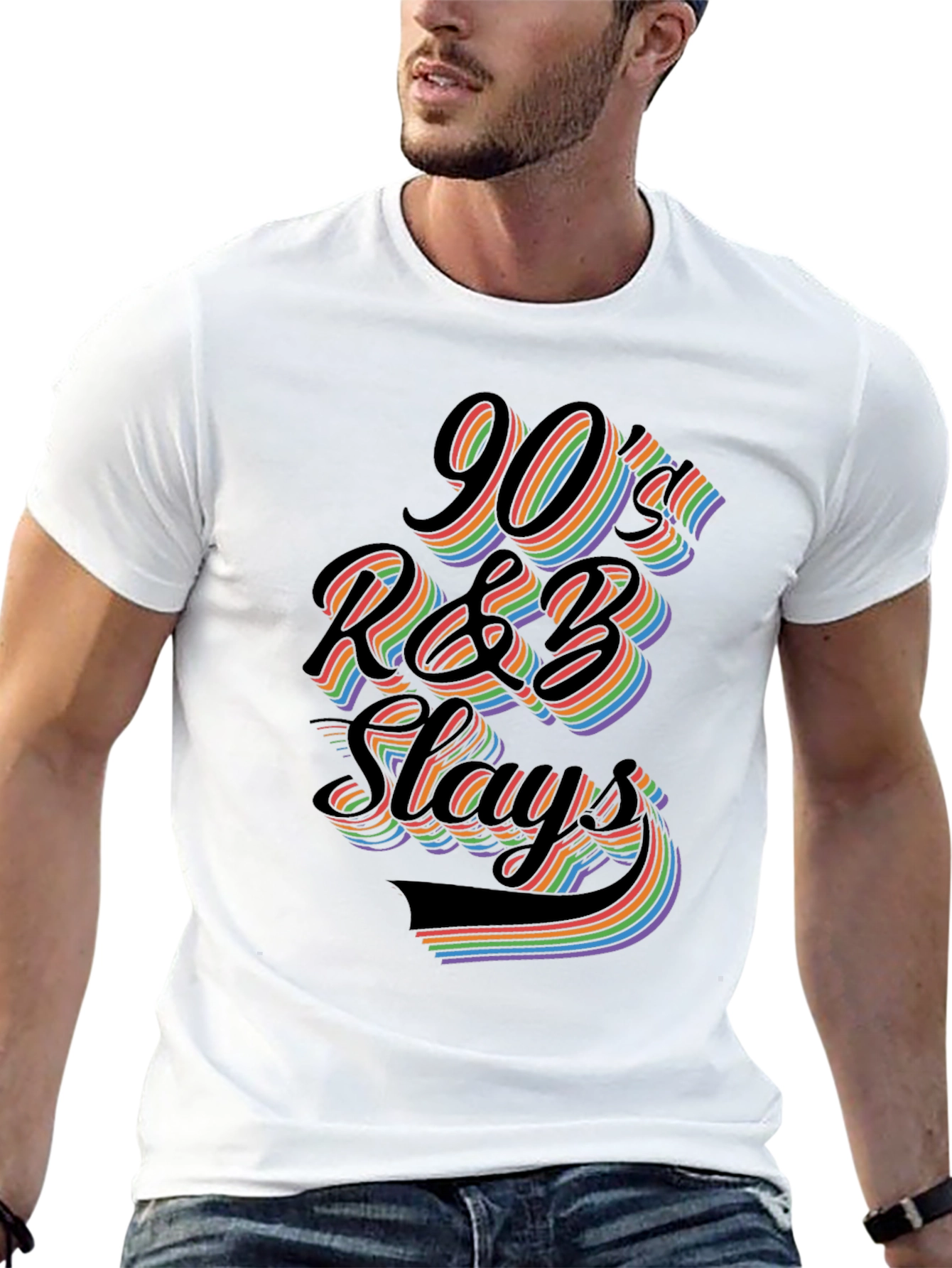 90s R&B Slays T-Shirt - Retro Rainbow Graphic Tee