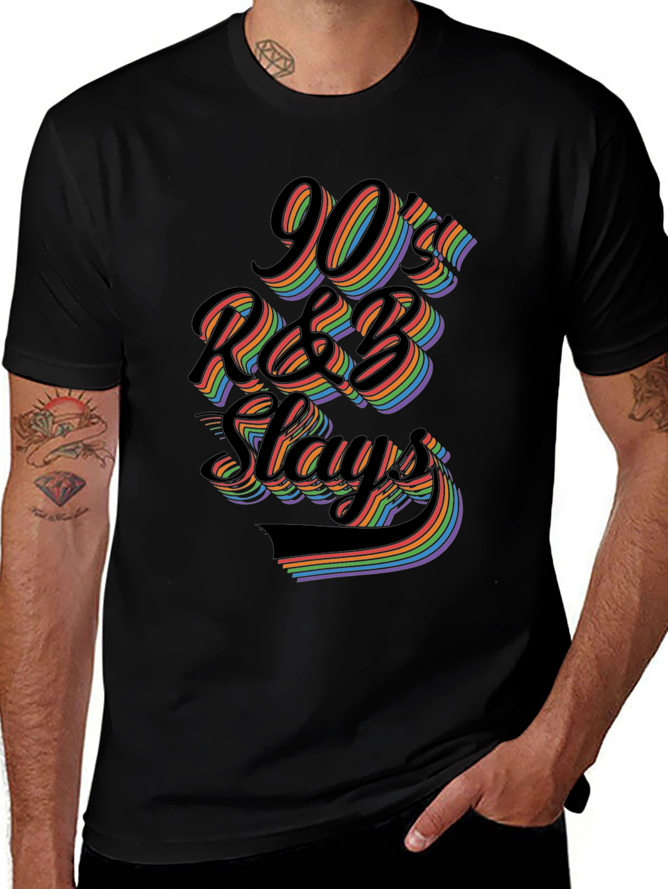 90s R&B Slays T-Shirt - Retro Rainbow Graphic Tee