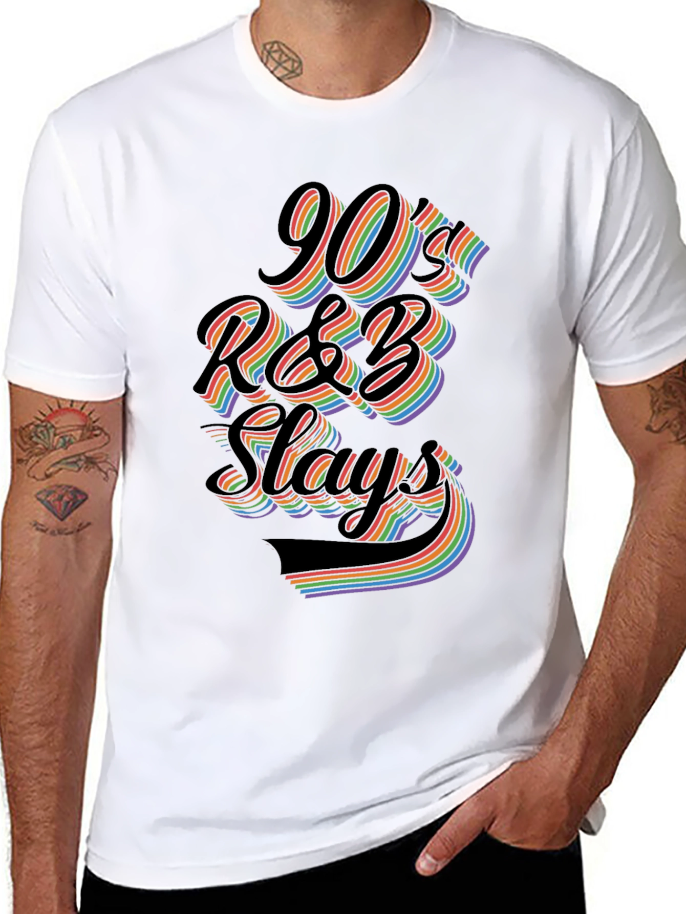 90s R&B Slays T-Shirt - Retro Rainbow Graphic Tee