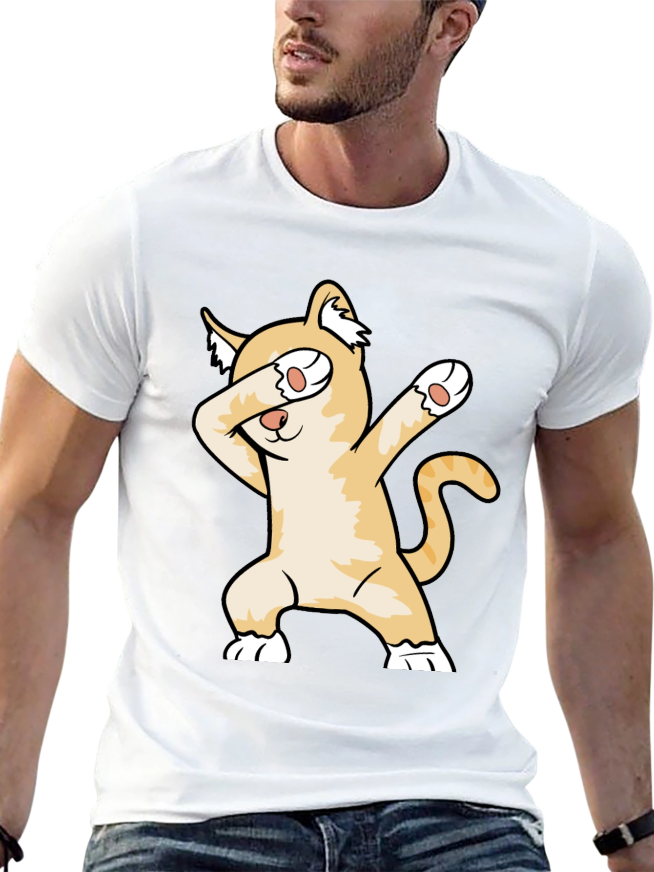 Dabbing Cat Graphic Tee - Unisex Black T-Shirt